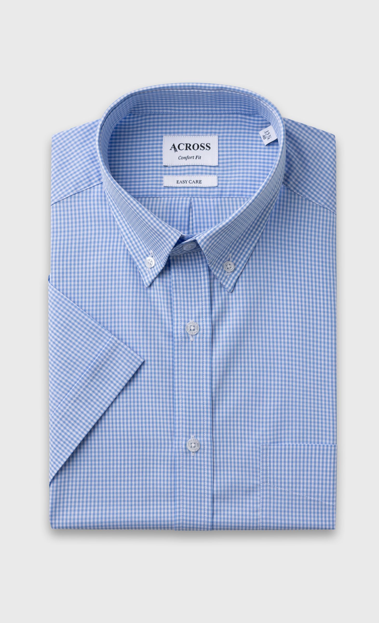 Chemise Confort fit manches courtes easy care à carreaux vichy, ACROSS