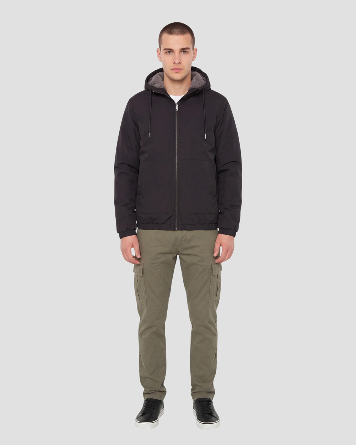 Blouson à capuche doublé sherpa, SCHOTT