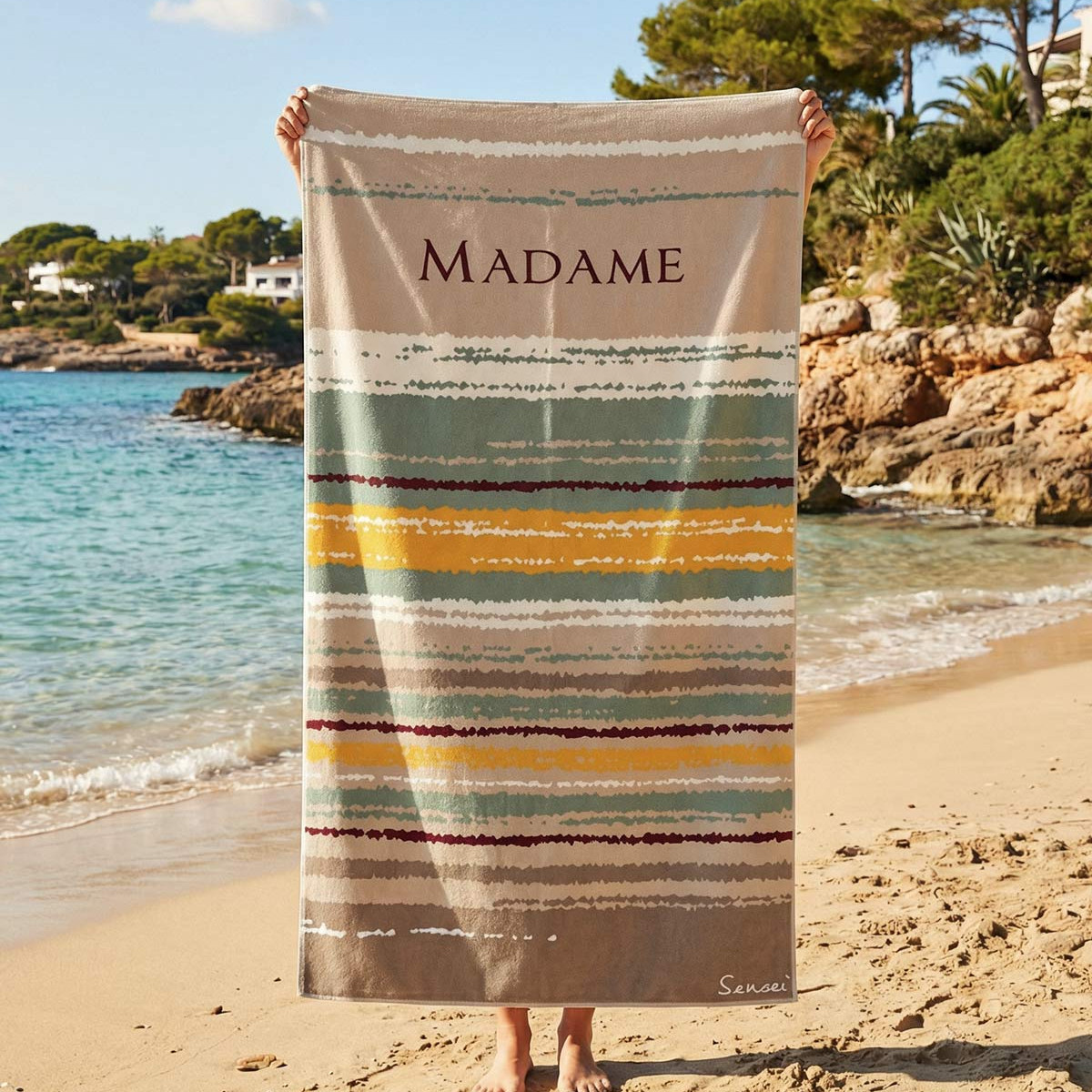 Serviette de plage velours 100x180 cm MADAME, SENSEI MAISON