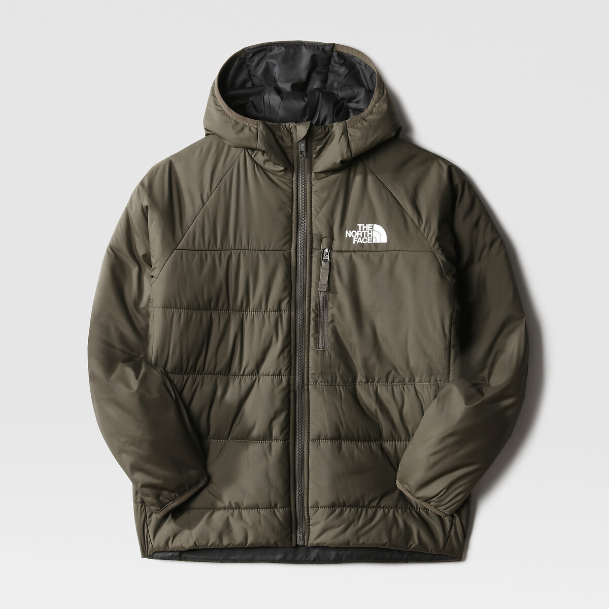 Image of Reversible Hooded Padded Jacket with Logo Print