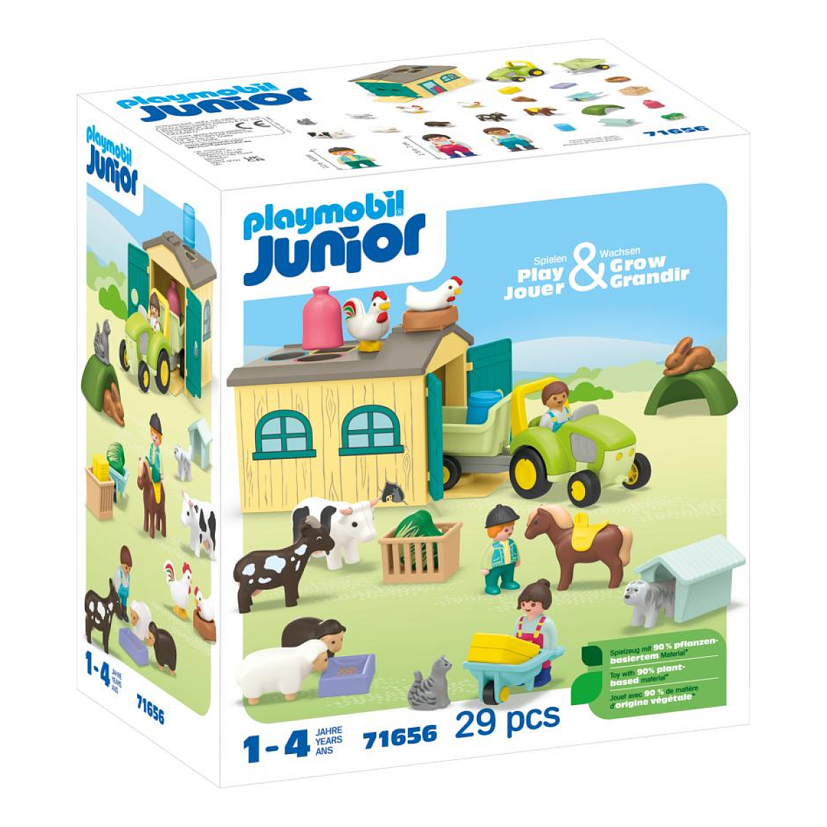 71656 - Ferme avec tracteur et animaux, PLAYMOBIL