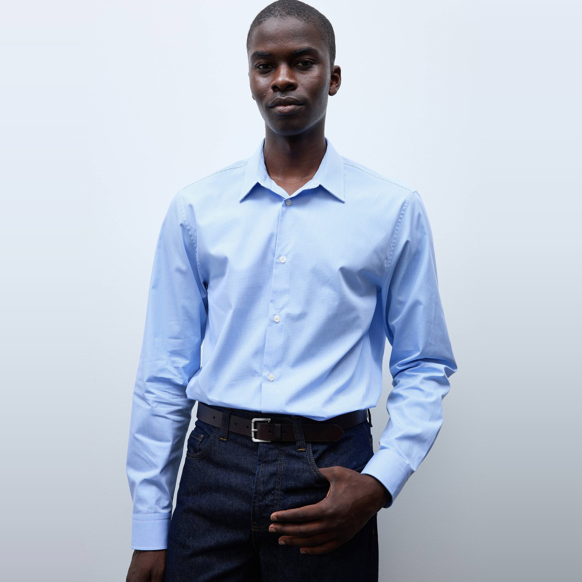 Chemise formelle vichy en coton, MONOPRIX