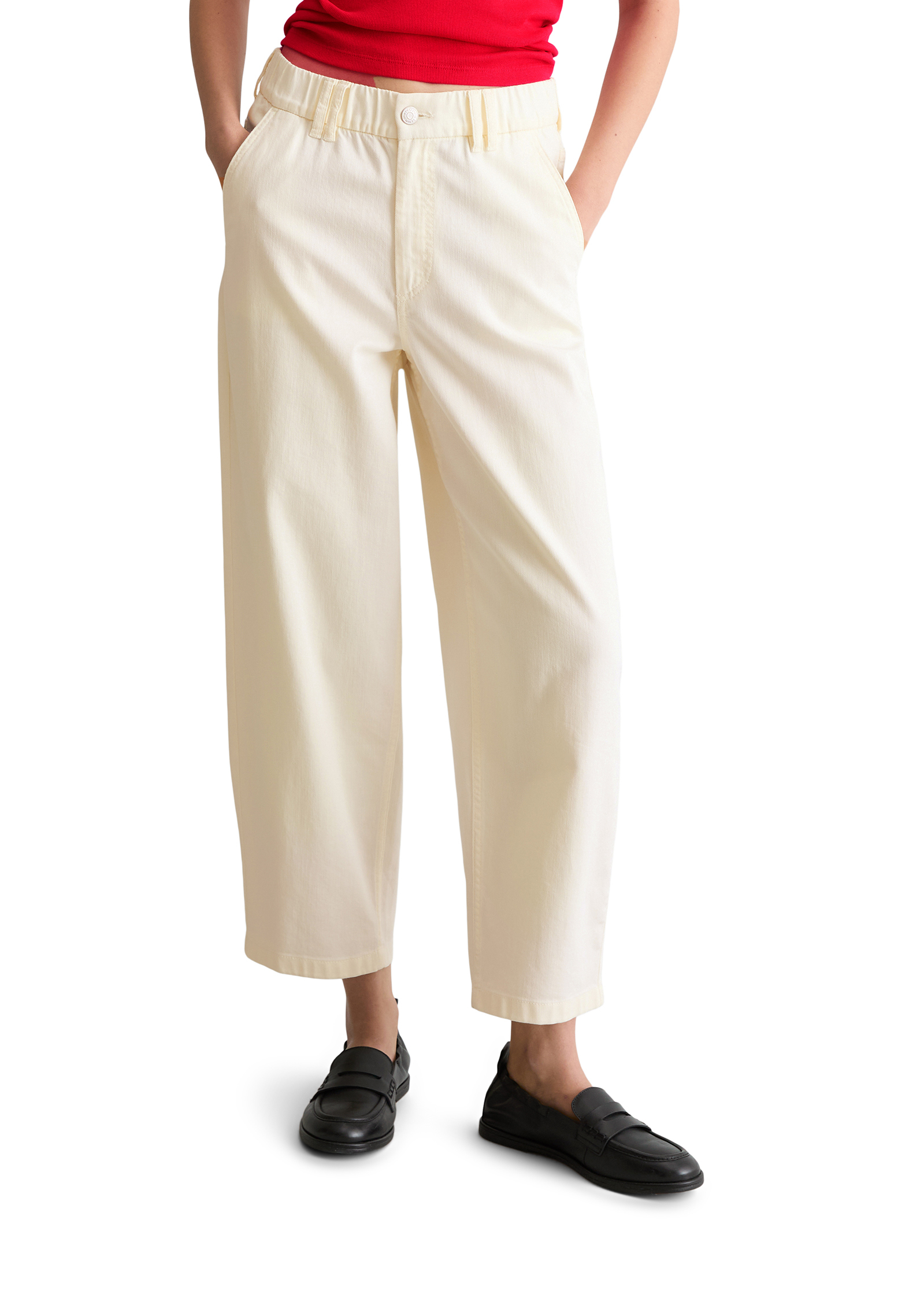 Barrel-Pants cropped en sergé de coton organique et de lyocell, MARC O’POLO DENIM