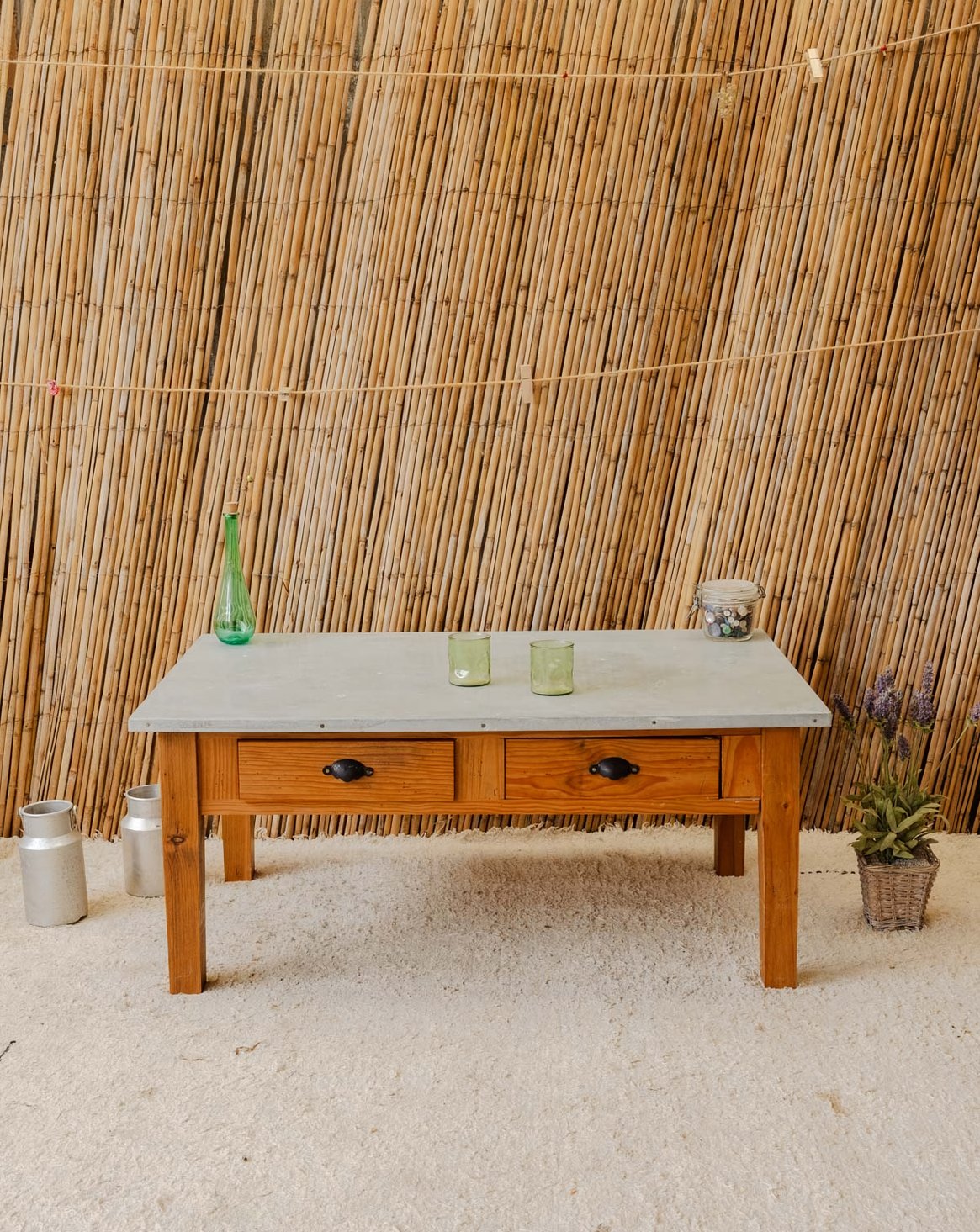 Table basse en bois et métal Léonie N°1166 - Bon état, DEBONGOUT