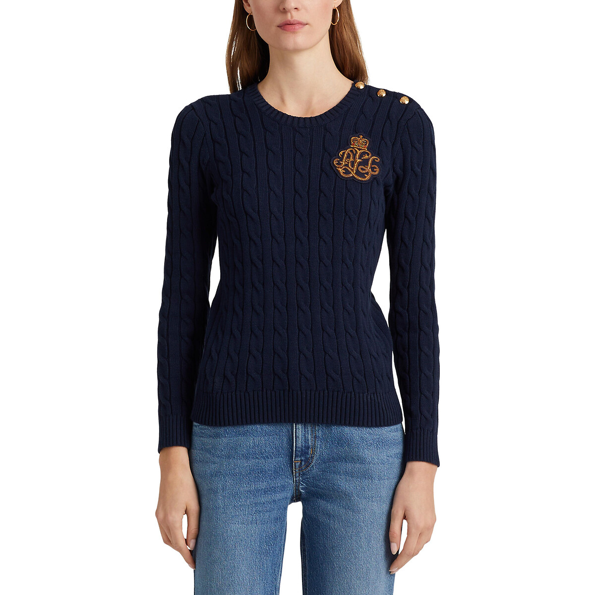 Cotton Chunky Knit Jumper with Crew Neck