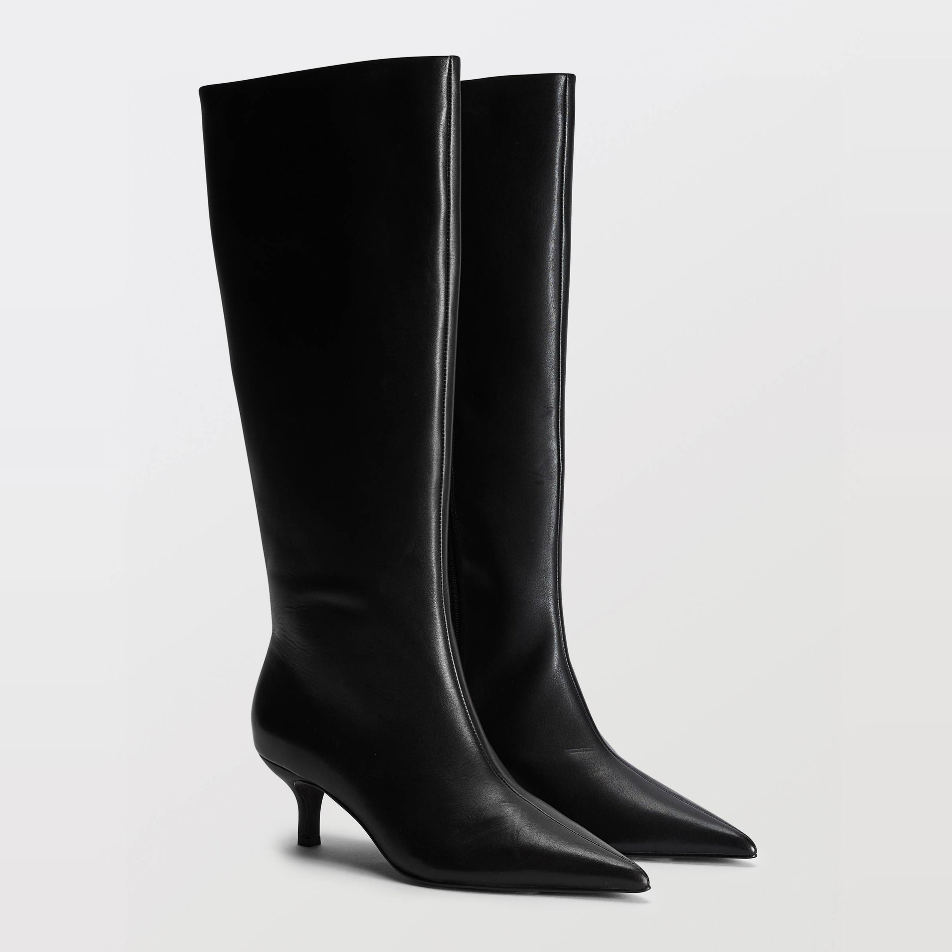 Bottes hautes en cuir à talon, MONOPRIX