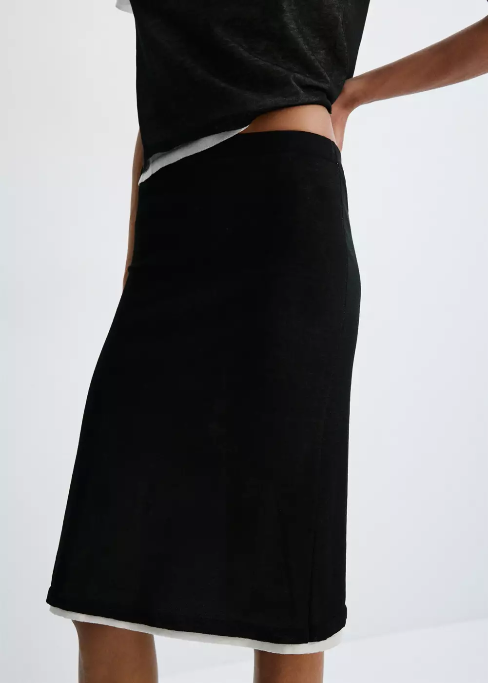 Jupe midi combinée, MANGO