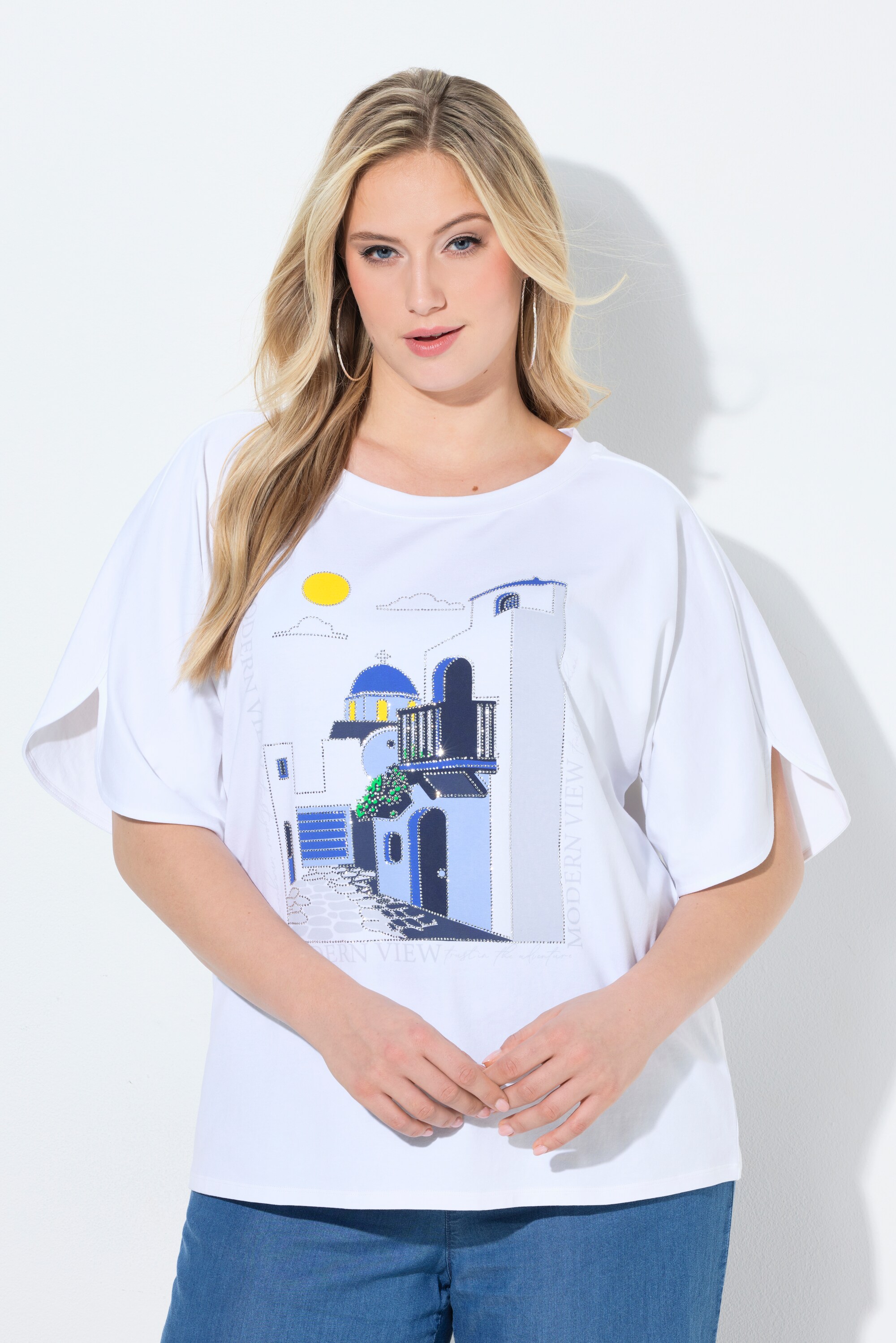 T-shirt oversize, imprimé Santorin, ULLA POPKEN