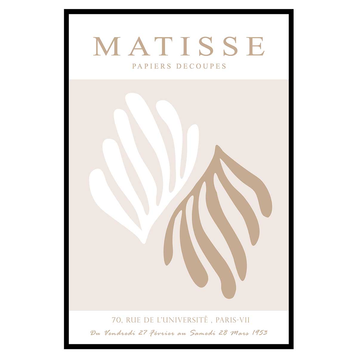 Affiche encadrée feuilles minimalistes matisse, HEXOA