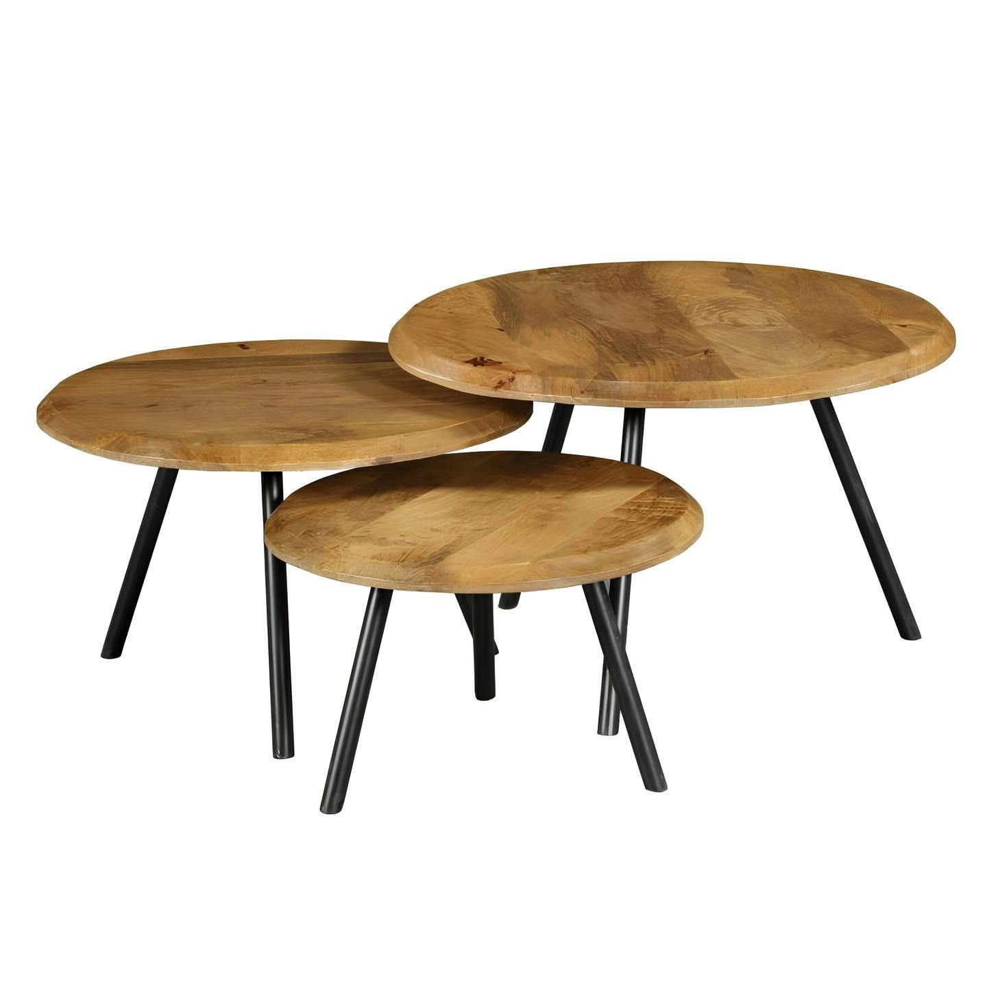 Table basse gigogne ronde bois et métal (lot de 3) ALMA, PIER IMPORT