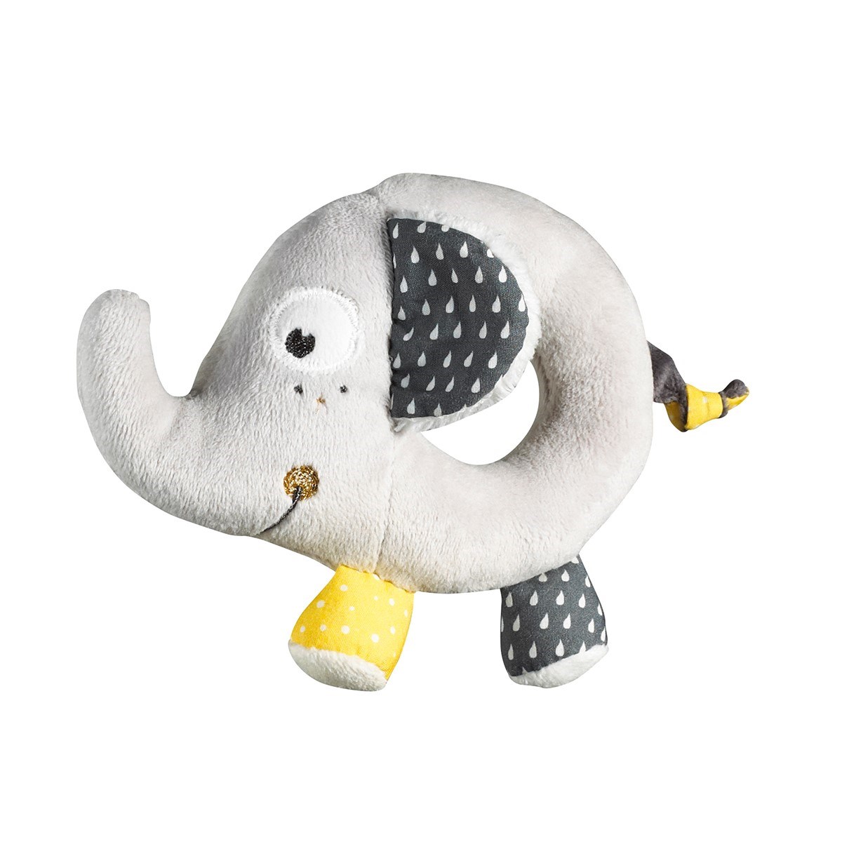 Hochet Eléphant en velours, SAUTHON