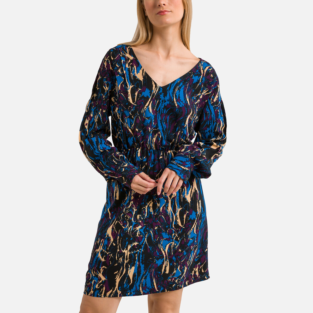 Robe courte manches longues imprim e imprim fond noir Vila La