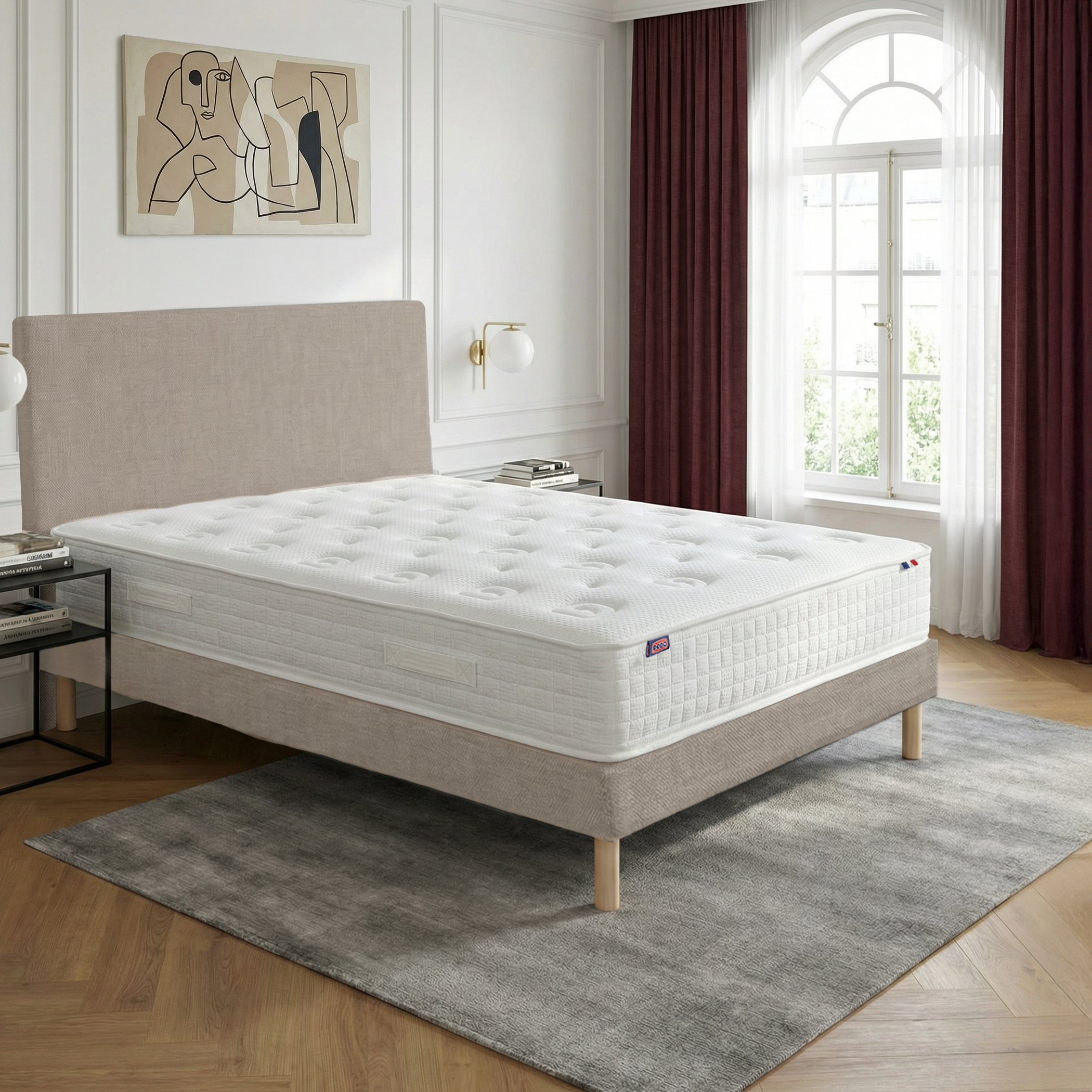 Ensemble lit - Matelas + sommier + tête de lit - Beige PLÉNITUDE, DODO