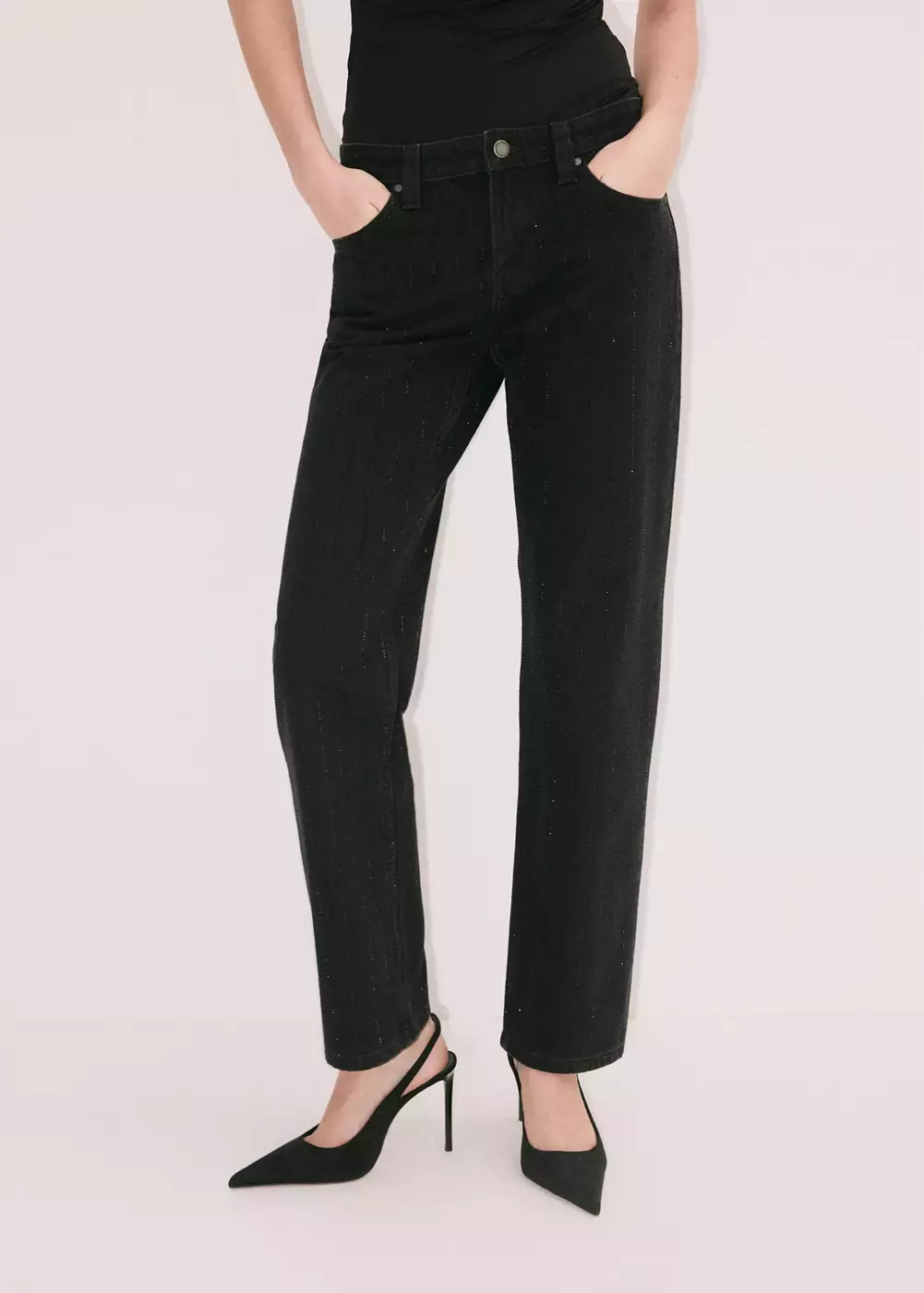 Jean droit détail cristaux, MANGO