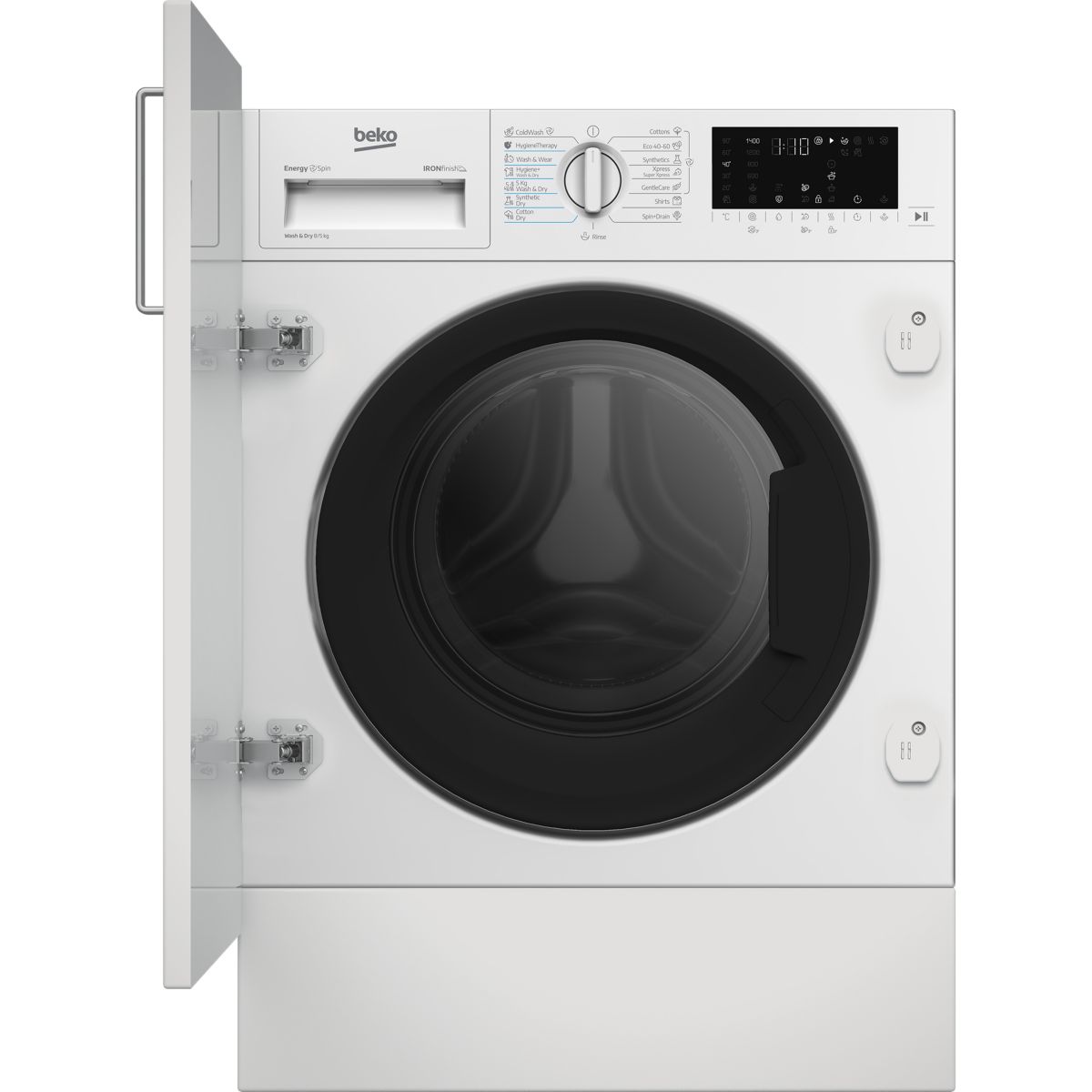 Lave linge séchant hublot encastrable B5DBT68547W - 8/5 kg - 1400 tr/min - Classe D - Moteur induction, BEKO