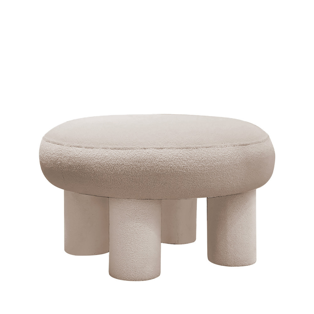 Tabouret rond XL en tissu bouclette - BLOOMI, DRAWER