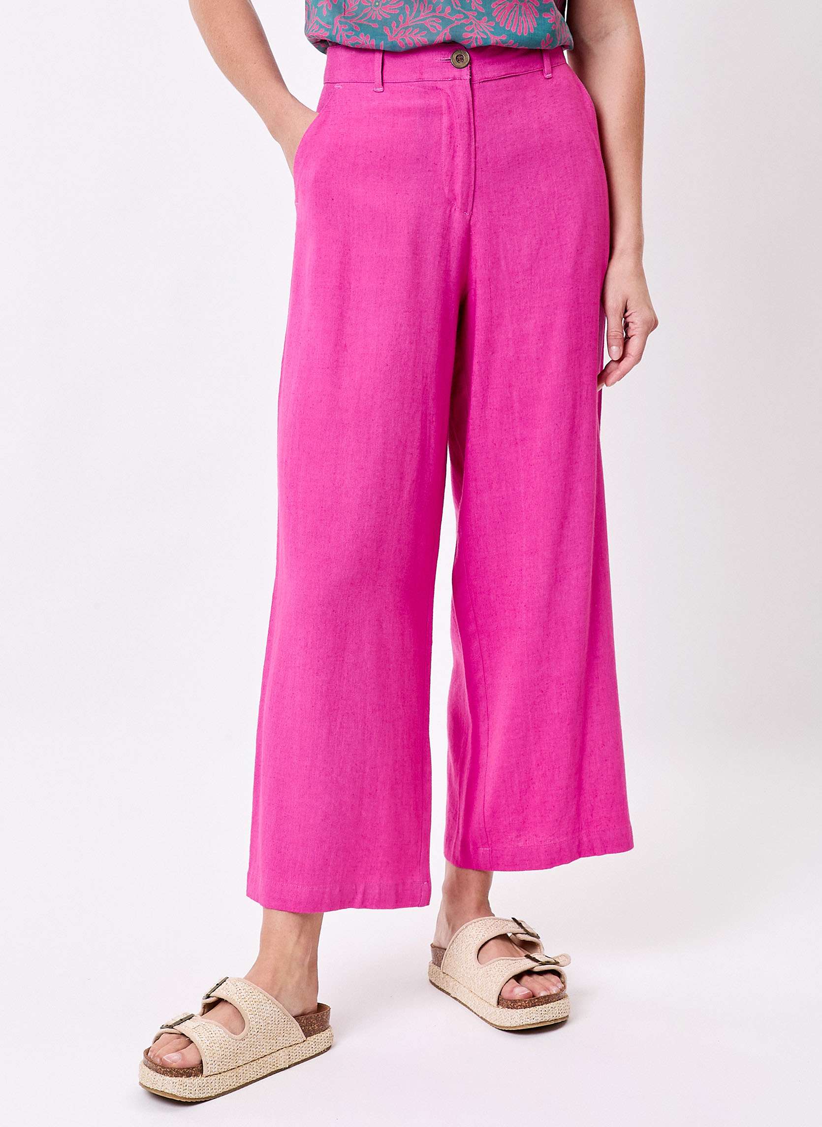 Pantalon large viscose lin 7/8 AMELIA, LA FIANCÉE