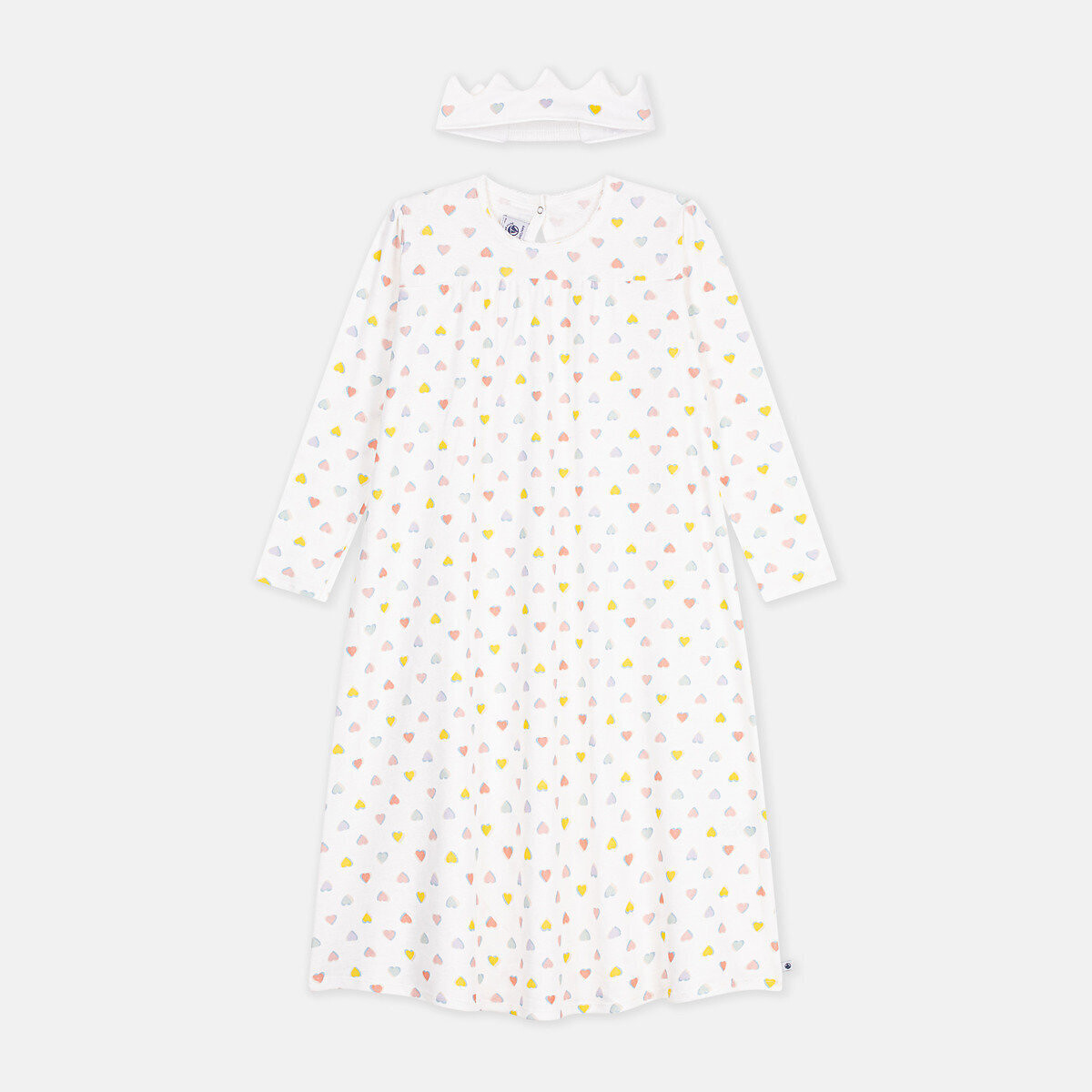 Chemise de nuit princesse avec diadème en coton, PETIT BATEAU