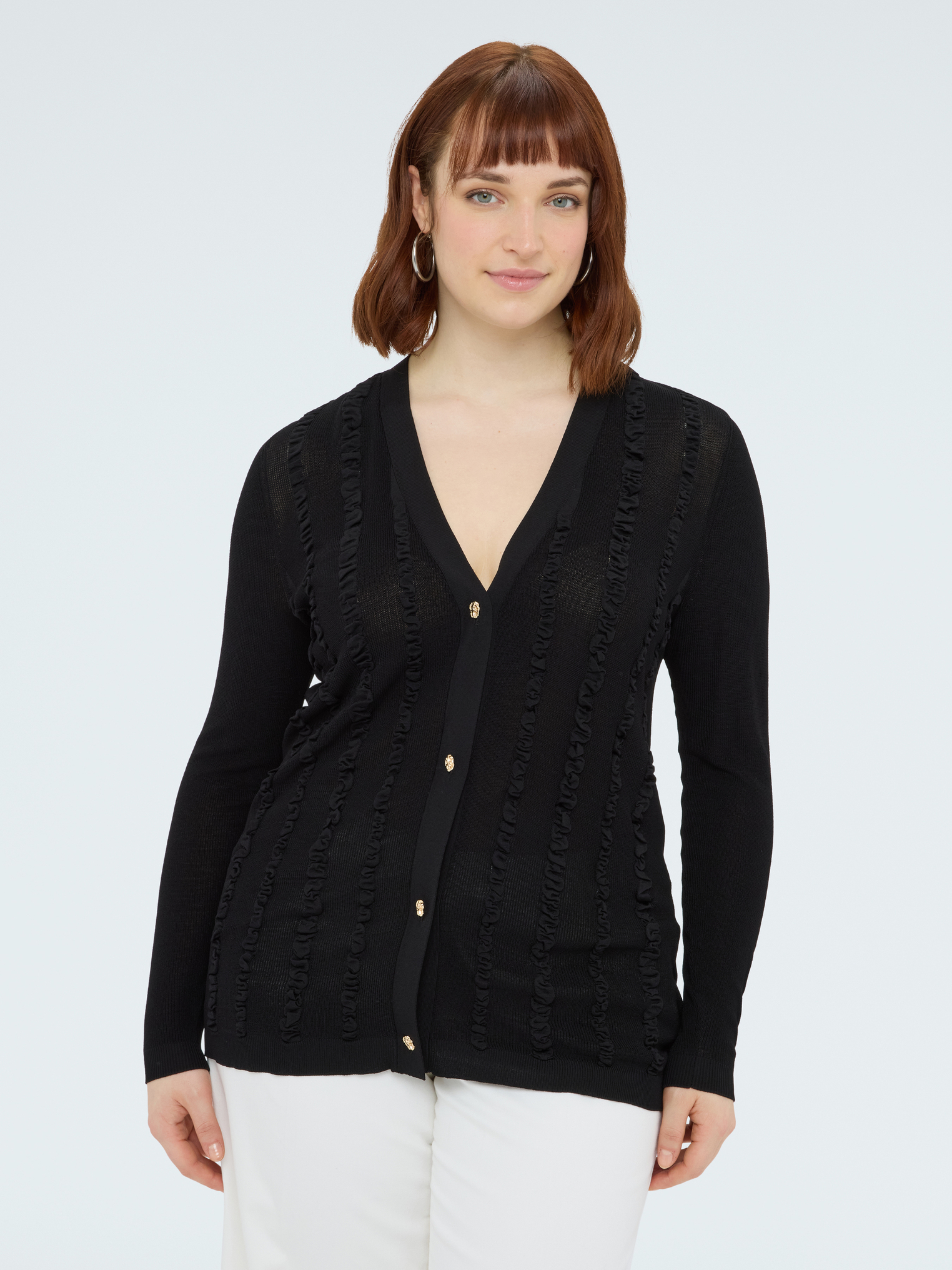 Cardigan avec micro volants, FIORELLA RUBINO