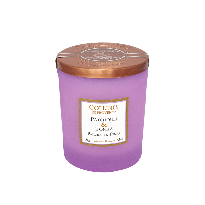 Bougie Parfumée Colorée PATCHOULI & TONKA, COLLINES DE PROVENCE