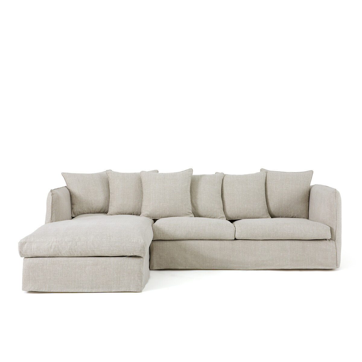 Sofá Blok 3 plazas chaise longue derecho de pana gruesa gris 300 cm FR