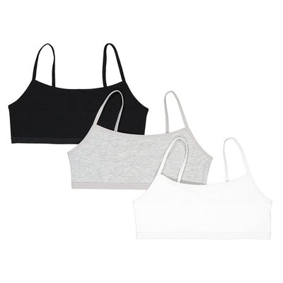 Pack of 3 Bralettes in Organic Cotton, 8-18 Years LA REDOUTE COLLECTIONS