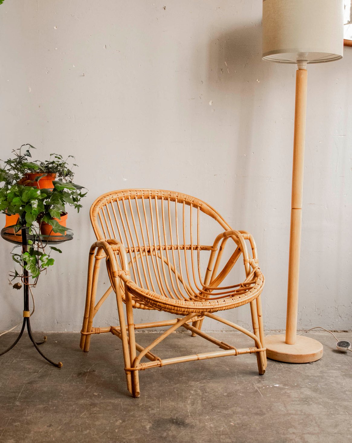 Fauteuil en rotin au style bohème Ernest N°947 - Bon état, DEBONGOUT