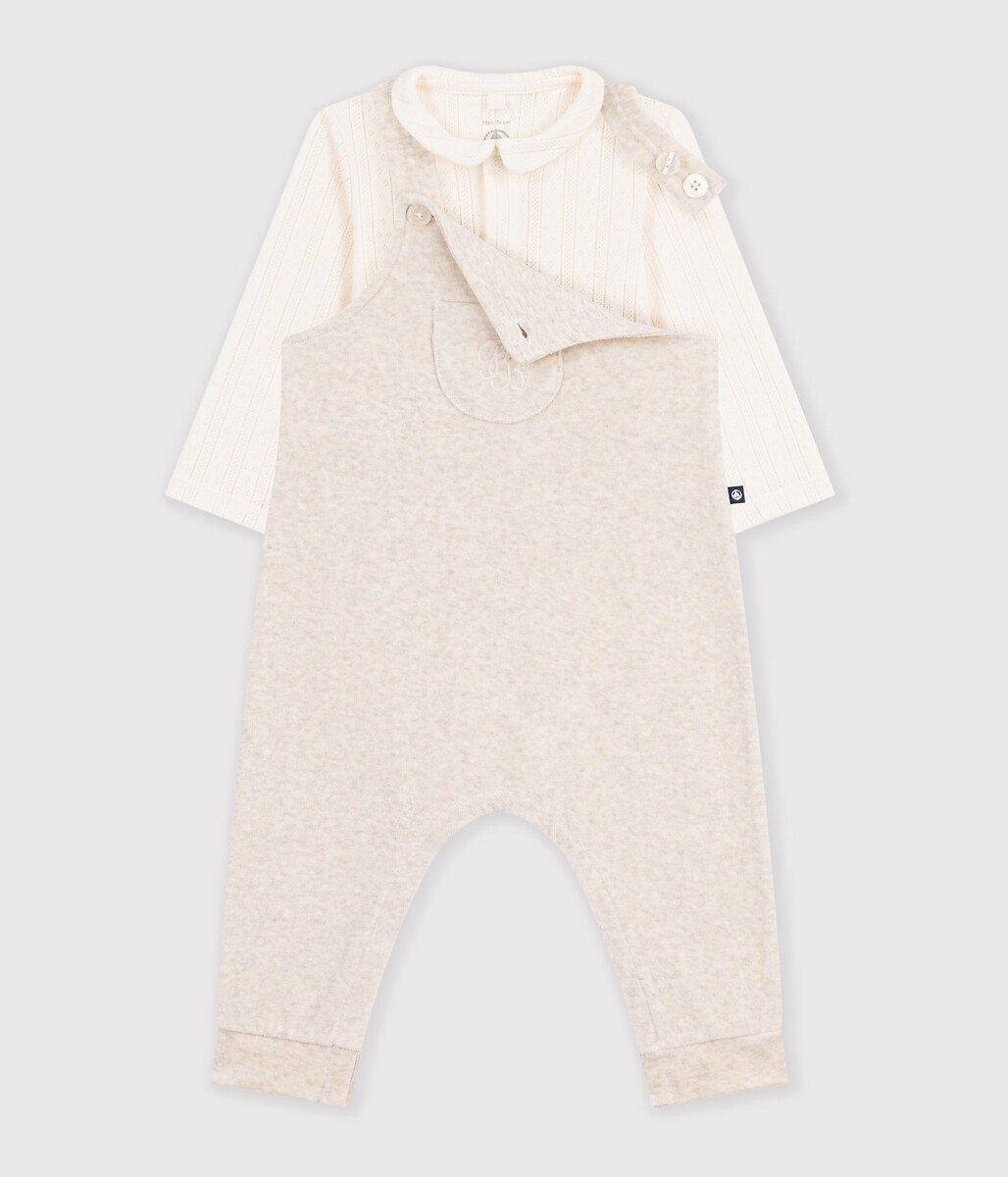 Ensemble 2 pièces, salopette à bretelles et body manches longues, PETIT BATEAU