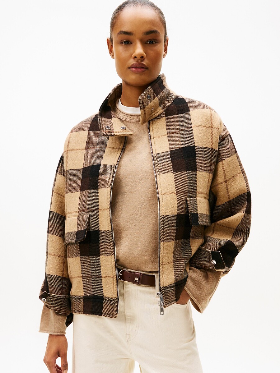 Blouson à carreaux en laine mélangée, TOMMY HILFIGER