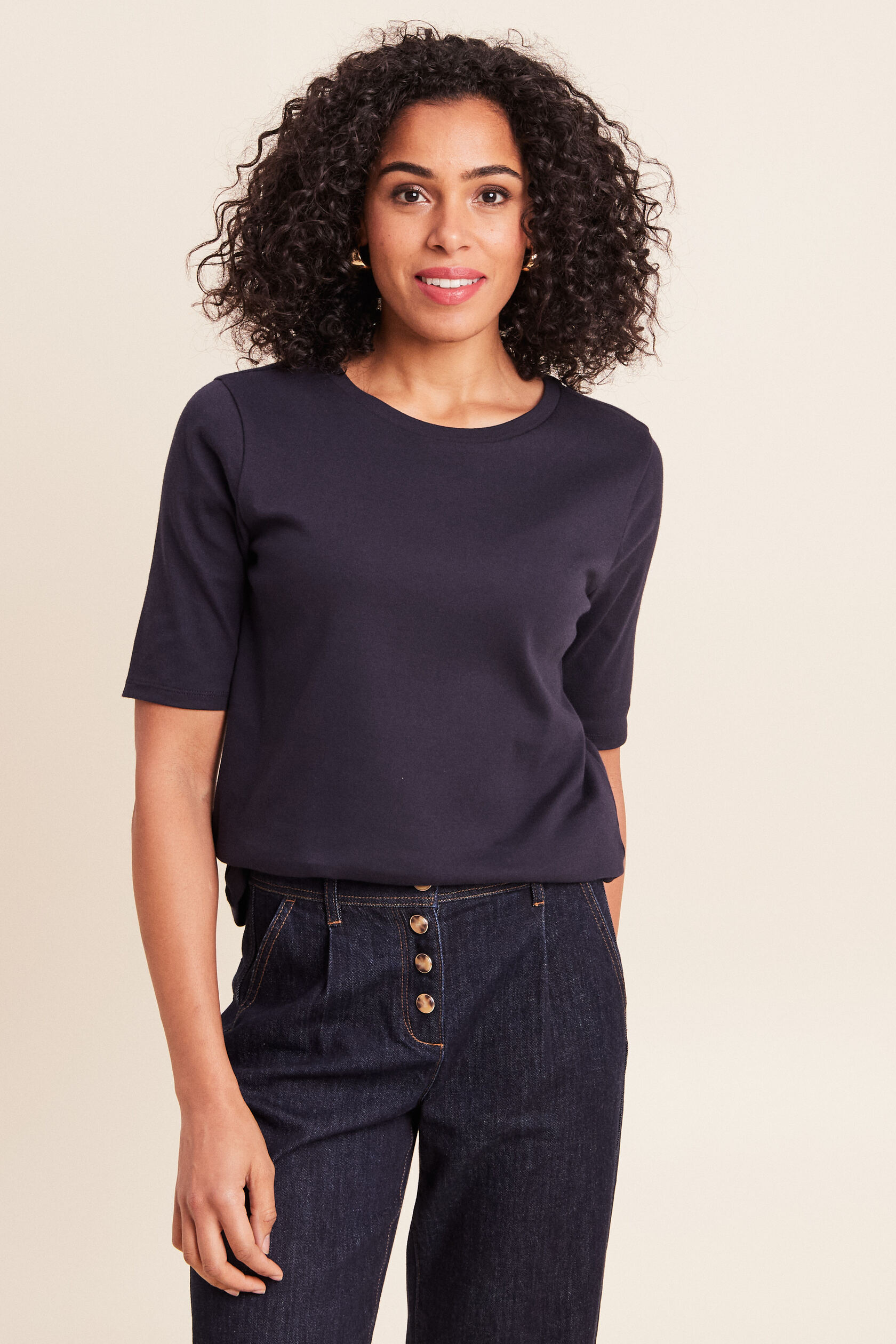 T-shirt ajusté col rond manches coudes, BREAL