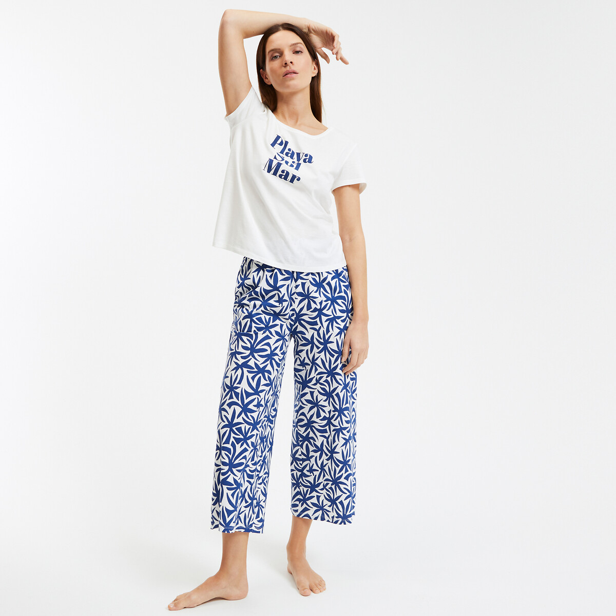 Katoenen pyjama met 7/8e broek