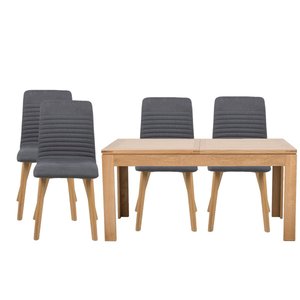 Table rectangulaire à rallonges L160/240 + 4 chaises scandinaves - BOSTON