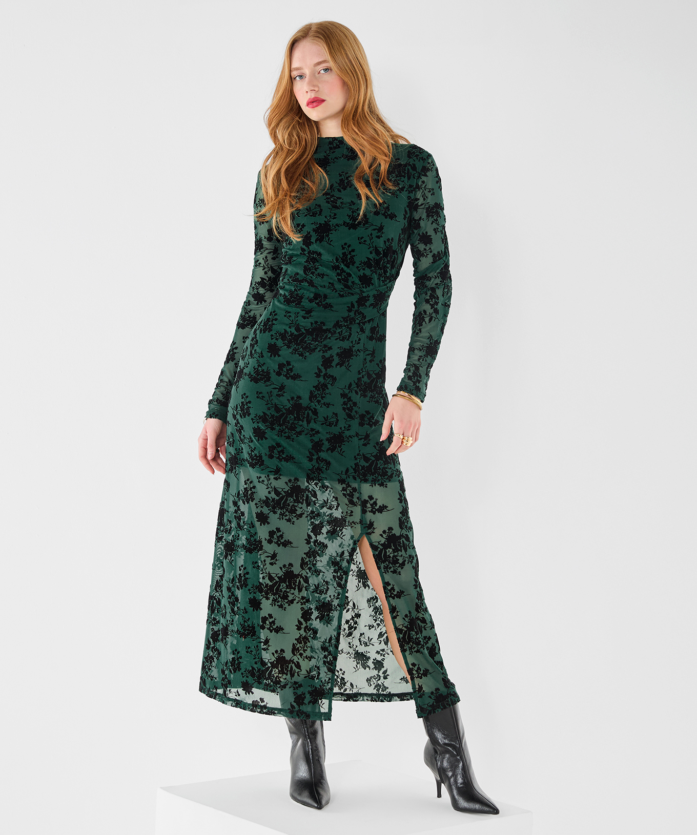Robe Longue Floquée à Drapé Devant Hazel, JOE BROWNS