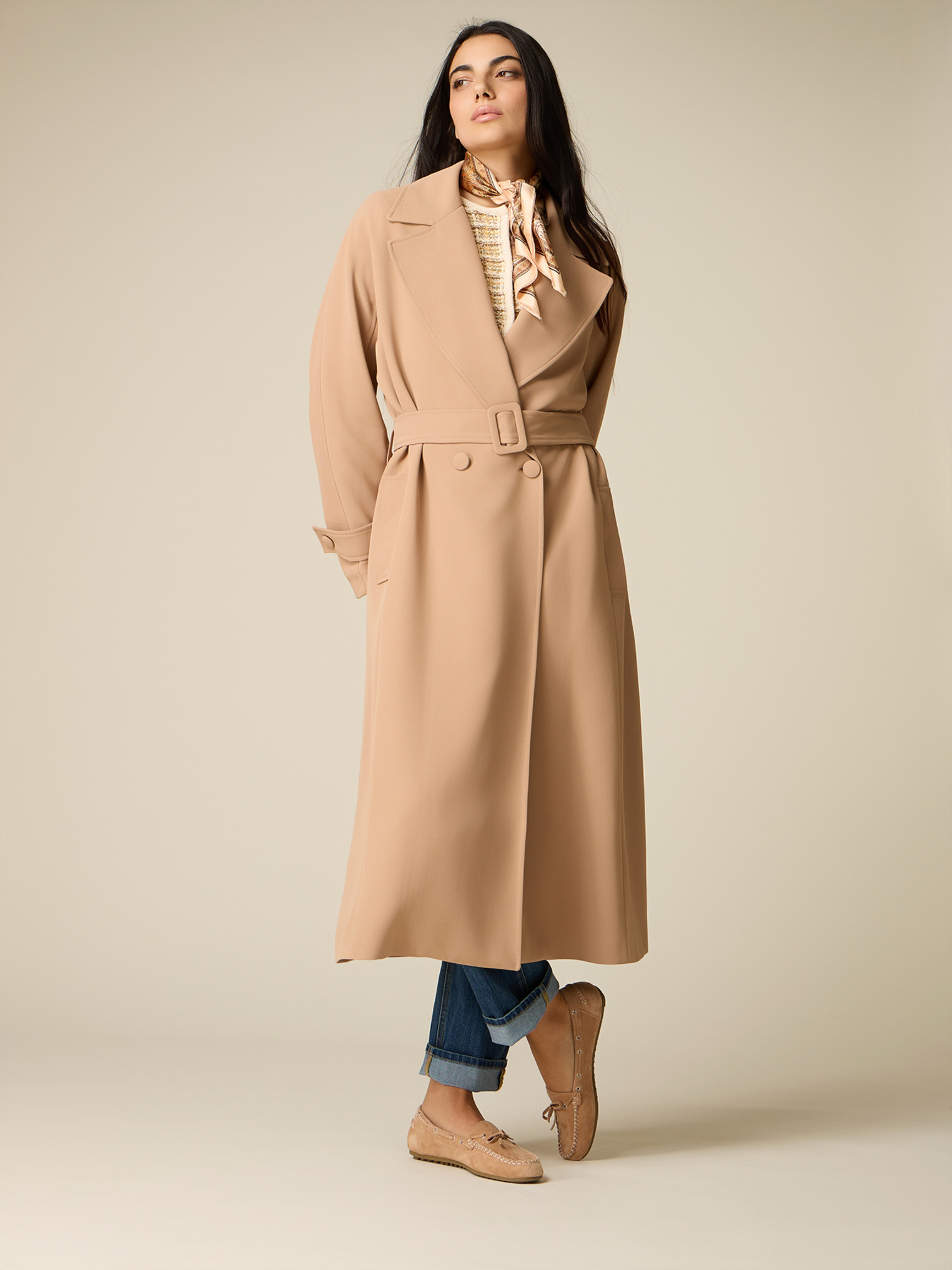 Trench long avec ceinture, OLTRE