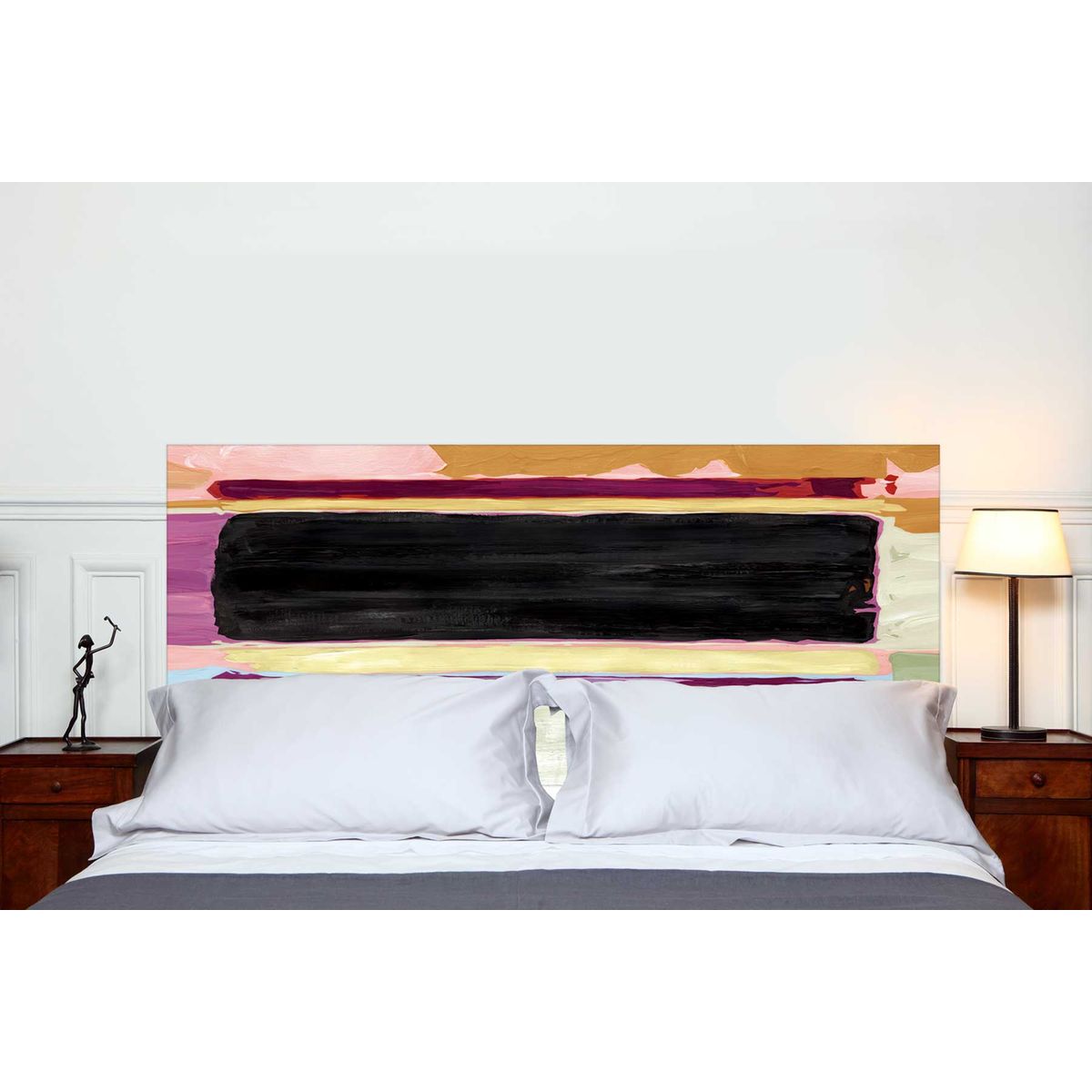 Tête de lit en tissu Blackboard, fixation murale