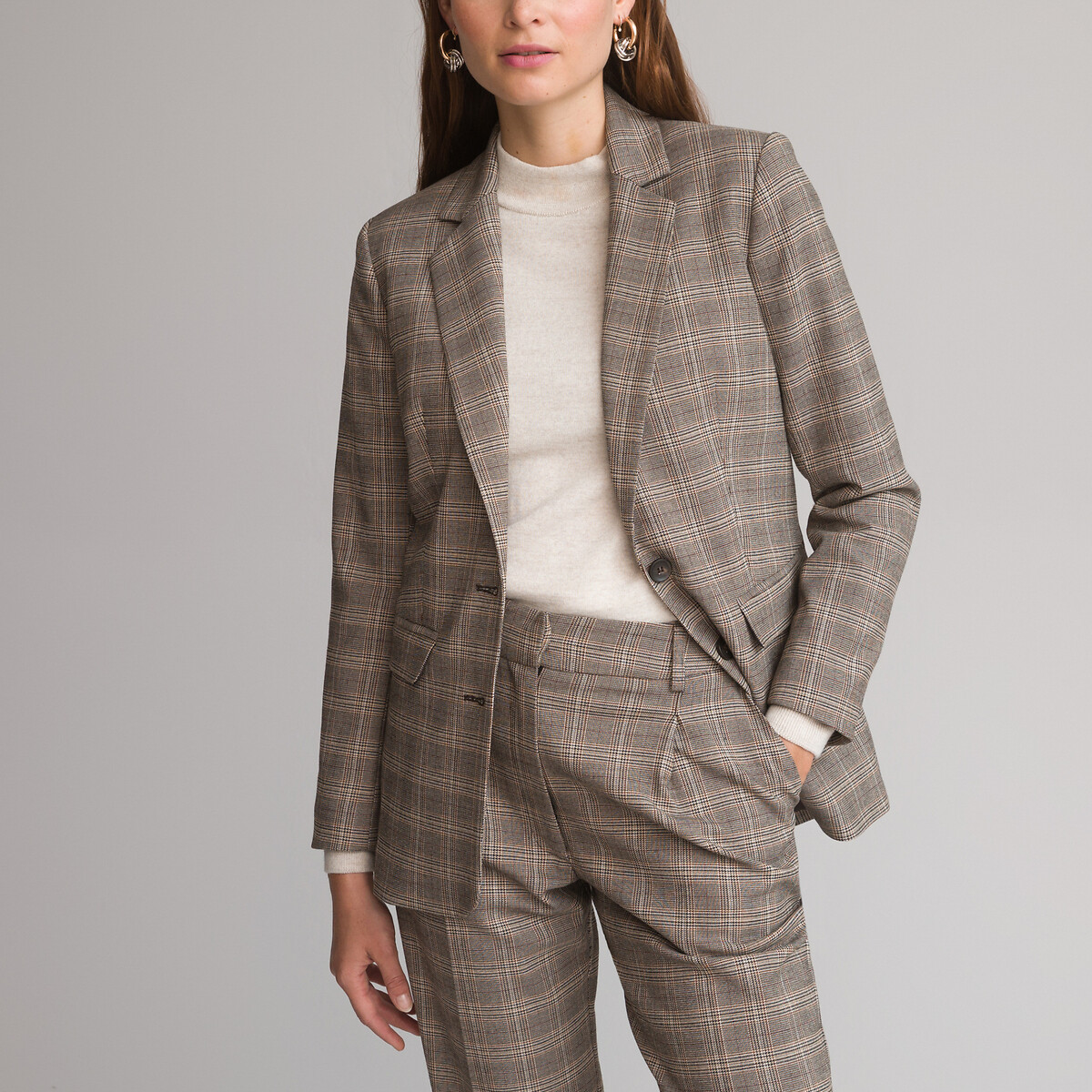 Image of Checked Straight Fit Blazer
