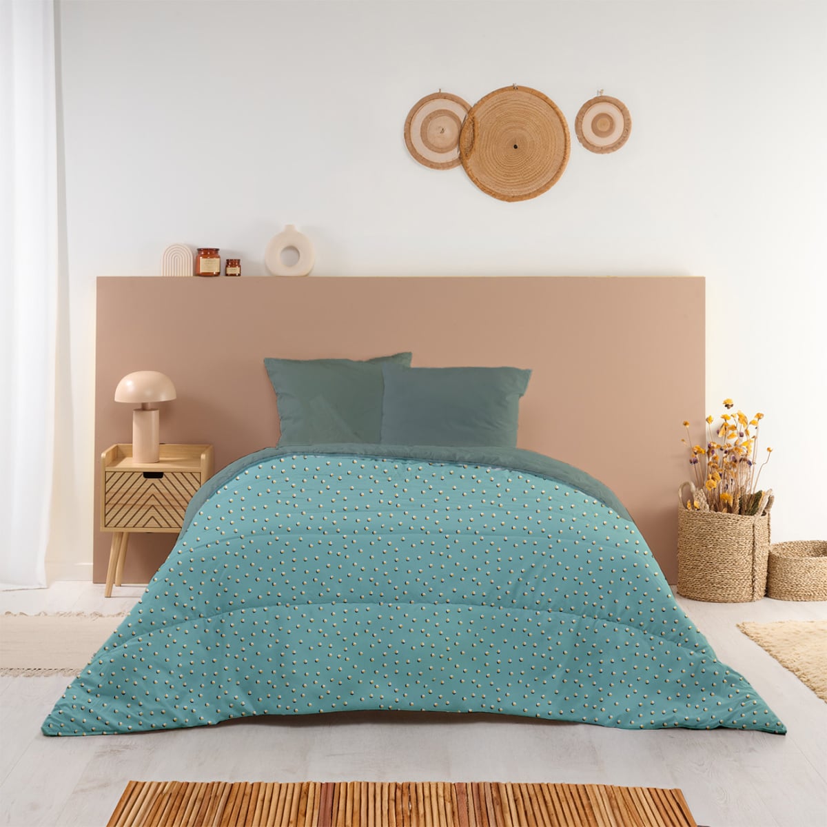 Couette imprimée microfibre chaude Dana, BLEU CALIN