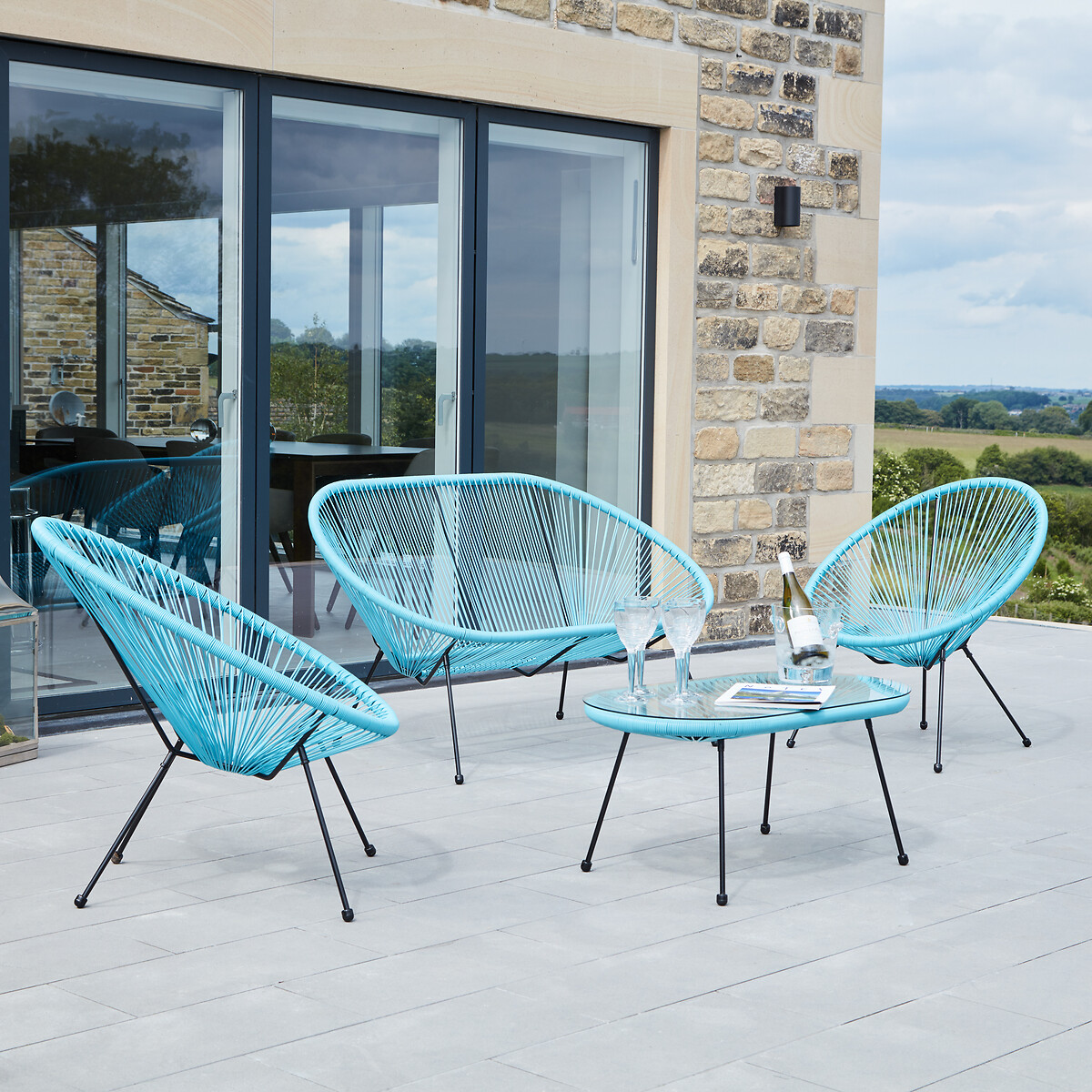Blue outdoor outlet bistro set