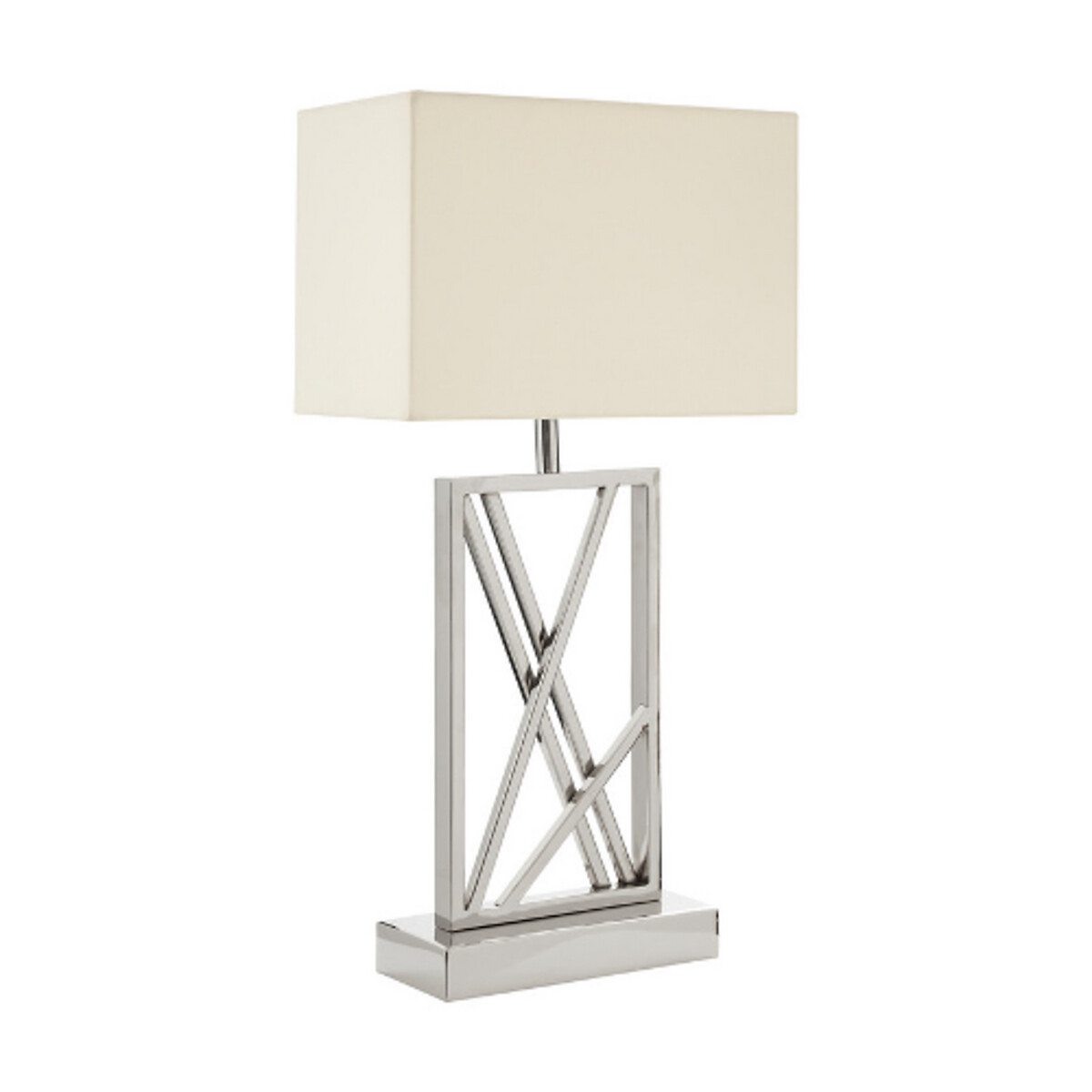 Stainless Steel Abstract Rectangular, White Rectangular Tapered Table Lamp Shade 35cm