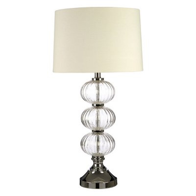 Glass Stacked 3 Orb with Linen Shade Table Lamp SO'HOME