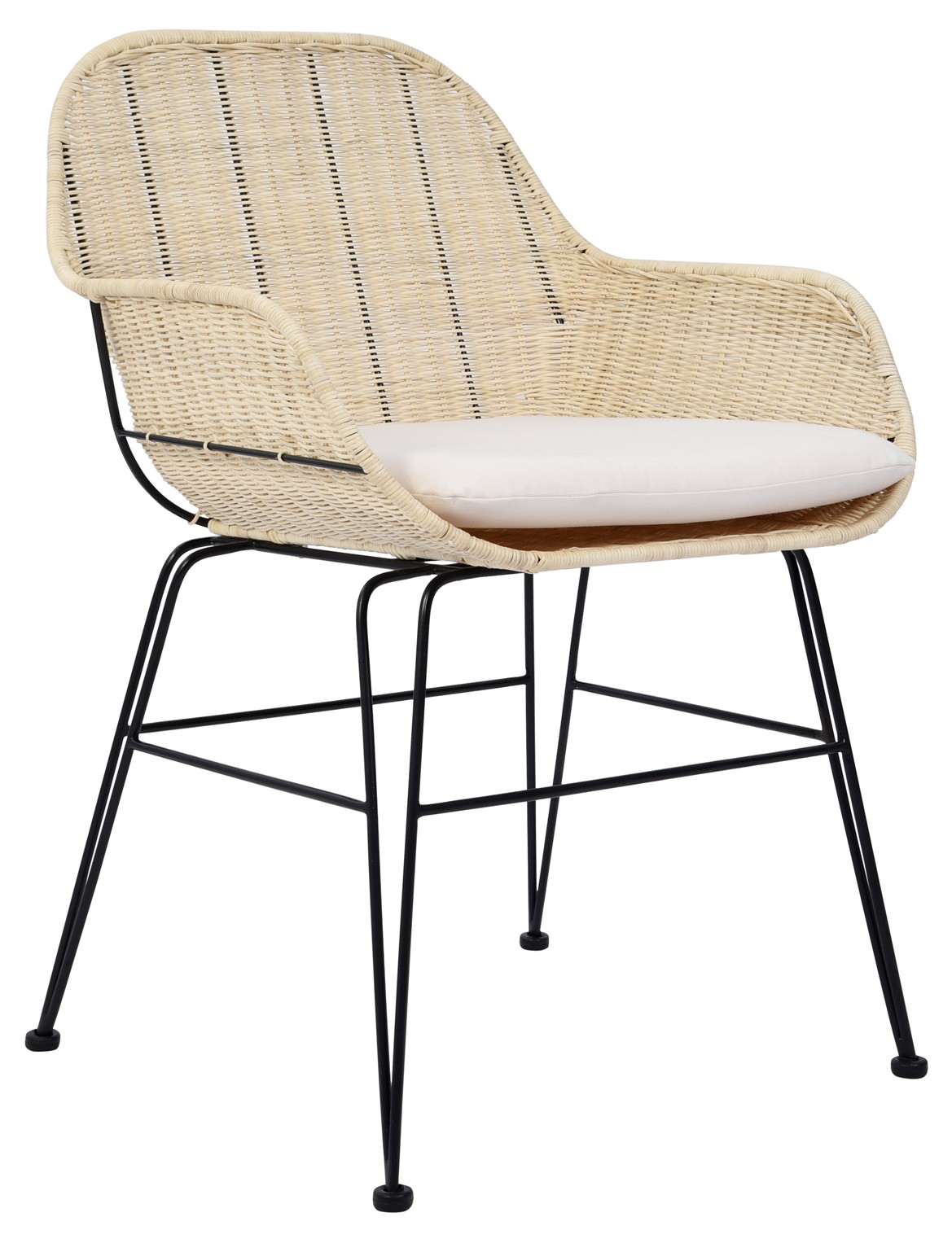 Lot de 2 chaises, métal et rotin, BOLA, NORDLYS