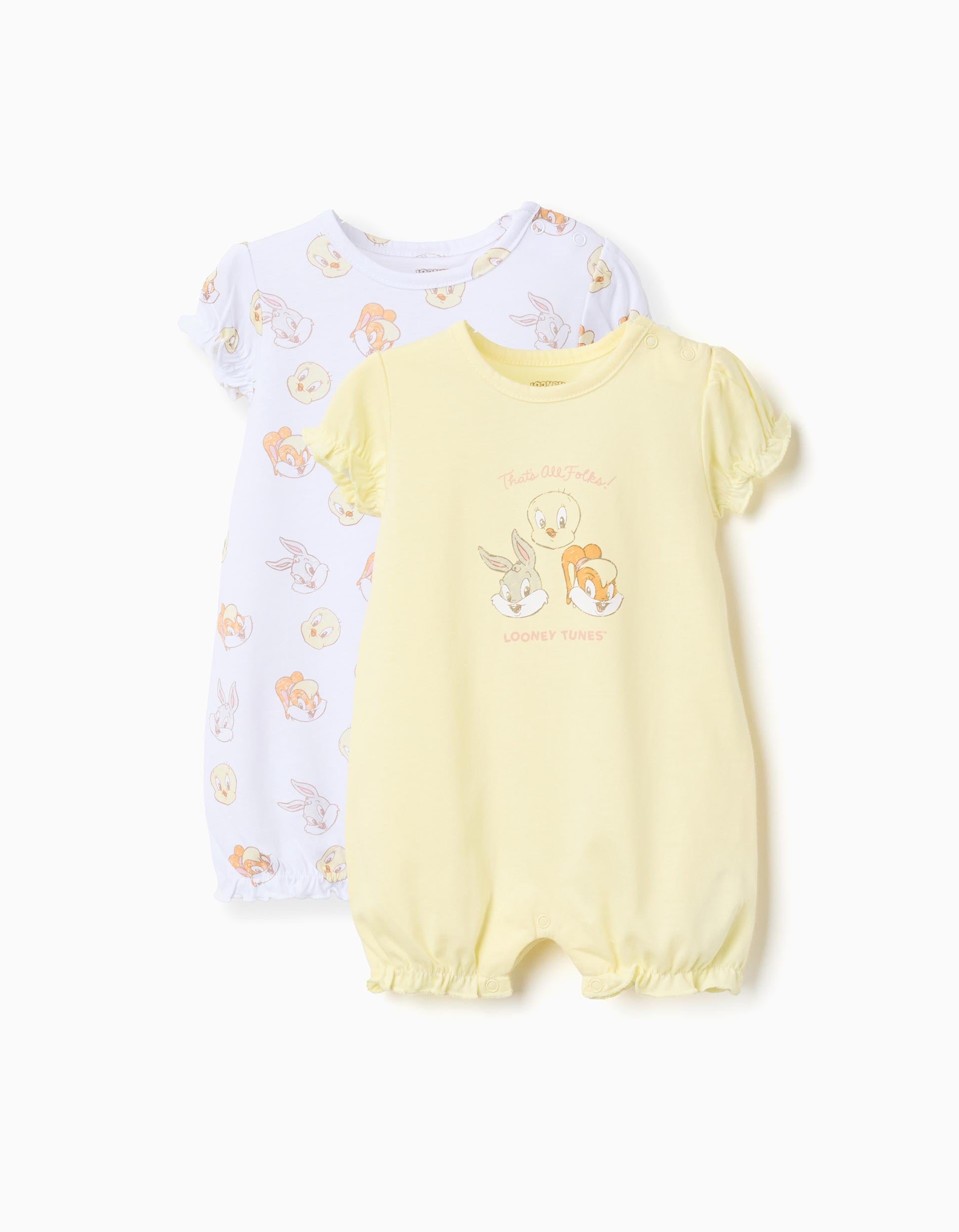 2 combishorts en coton avec Looney Tunes, ZIPPY