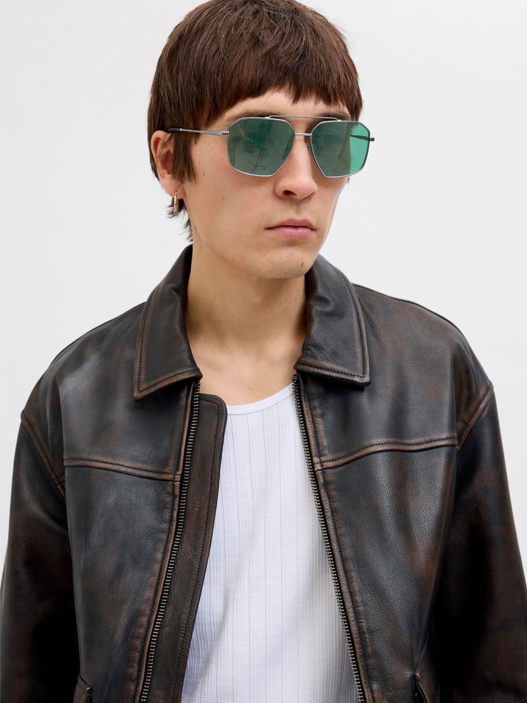 Lunettes De Soleil Rectangulaires Jack & Jones - Style Moderne Pour Homme | Monture Plastique Et Laiton
