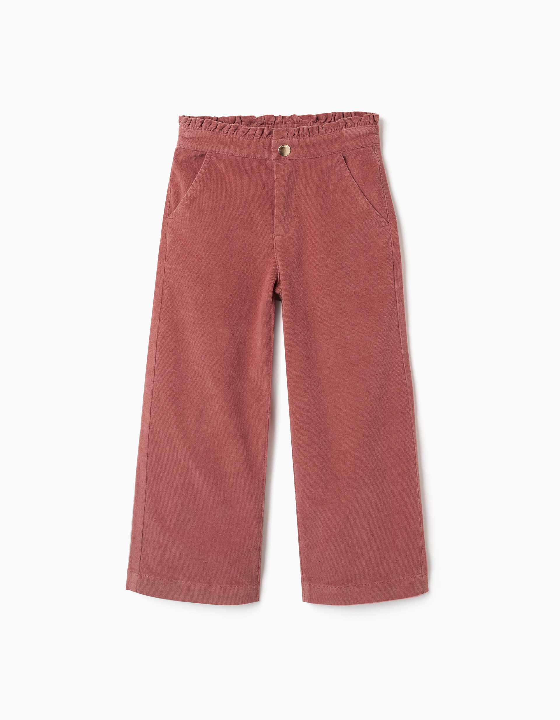 Pantalon en velours côtelé avec taille paperbag à volants, ZIPPY