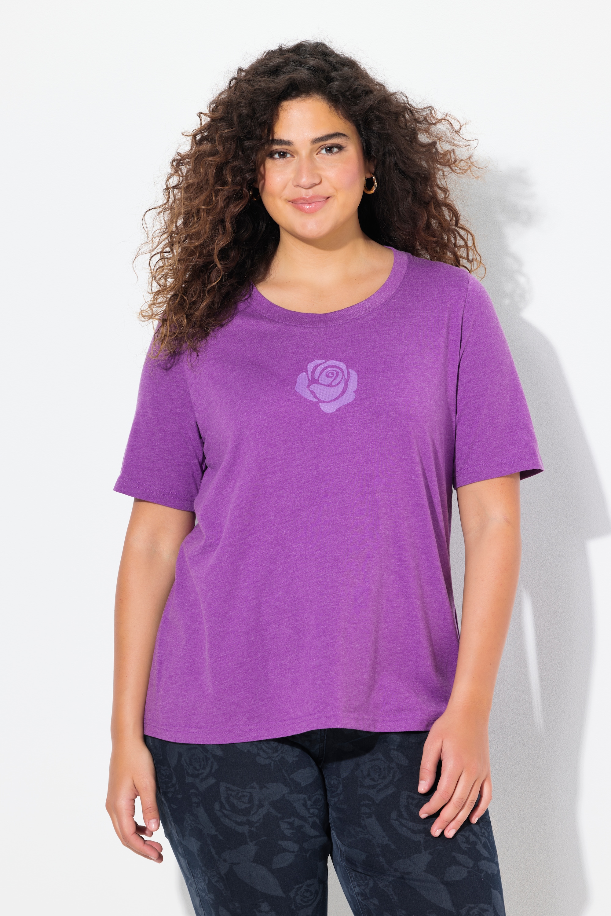 T-shirt motif rose, coupe Classic, ULLA POPKEN