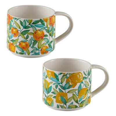 Set of 2 Orange & Lemon Trail Mugs PRICE & KENSINGTON