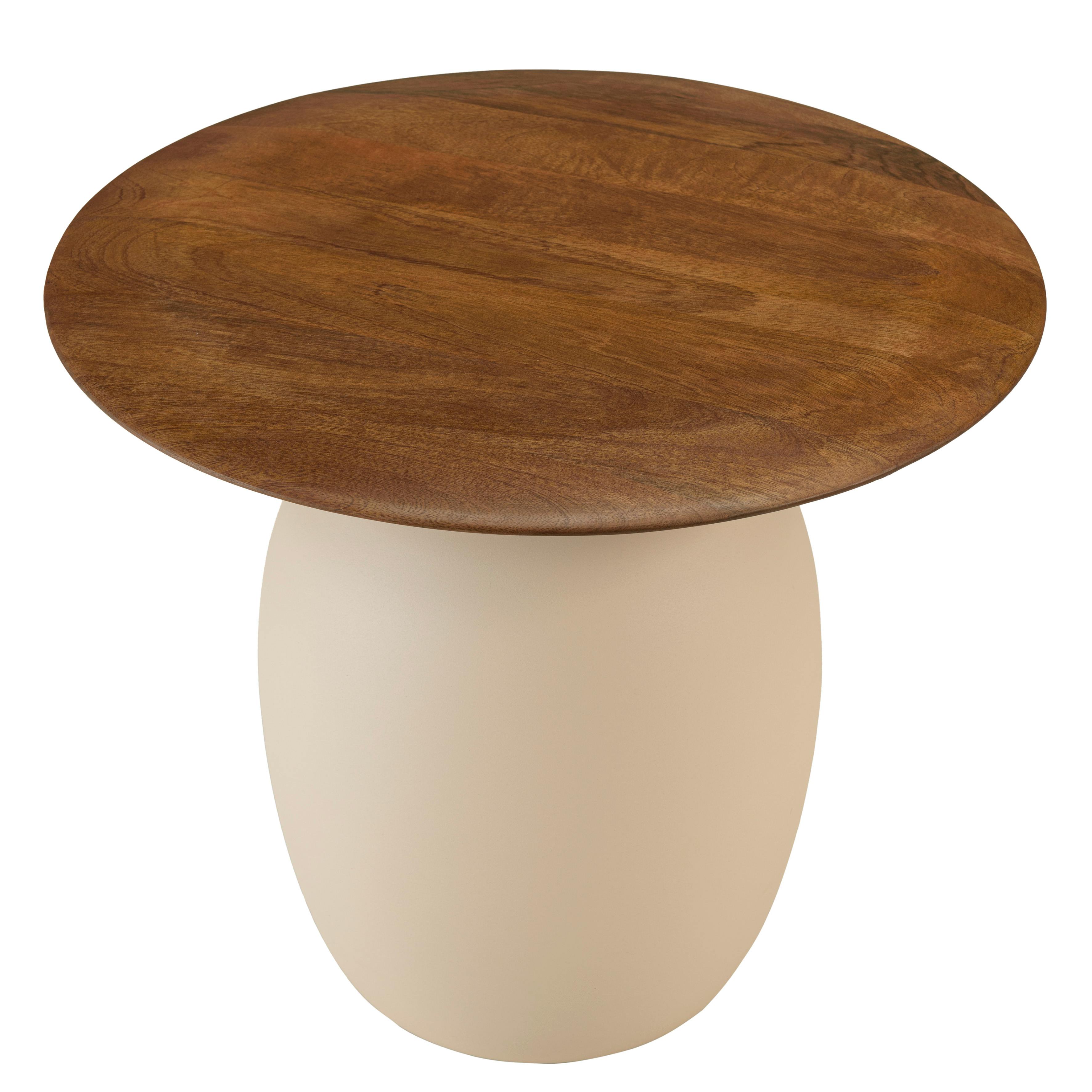 Table d'appoint 48 cm plateau en manguier pied ivoire TOSCA, PIER IMPORT