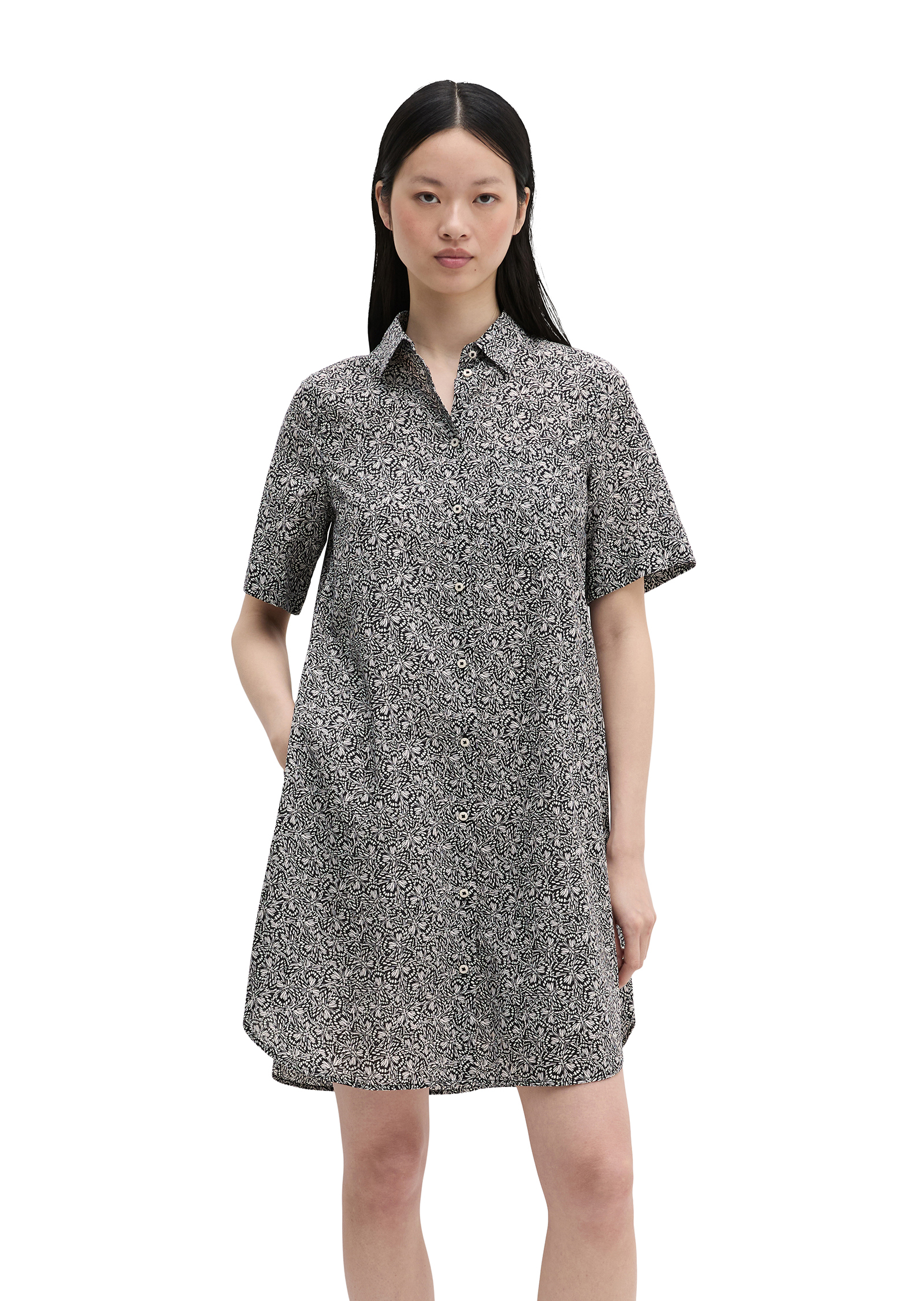 Robe chemisier loose en voile de coton imprimé, MARC O'POLO