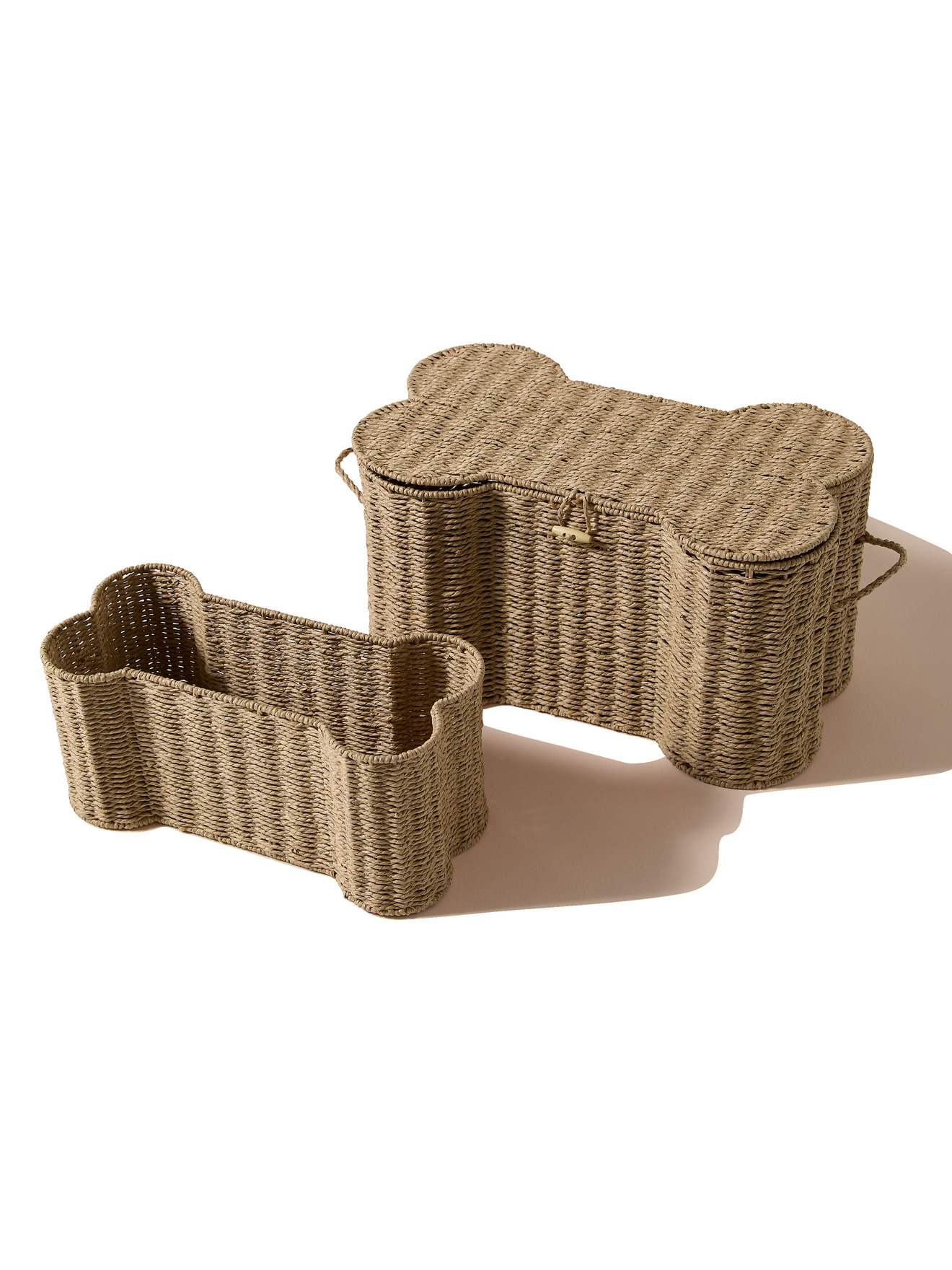 Lot 2 coffres jouets corde forme os, VERTBAUDET