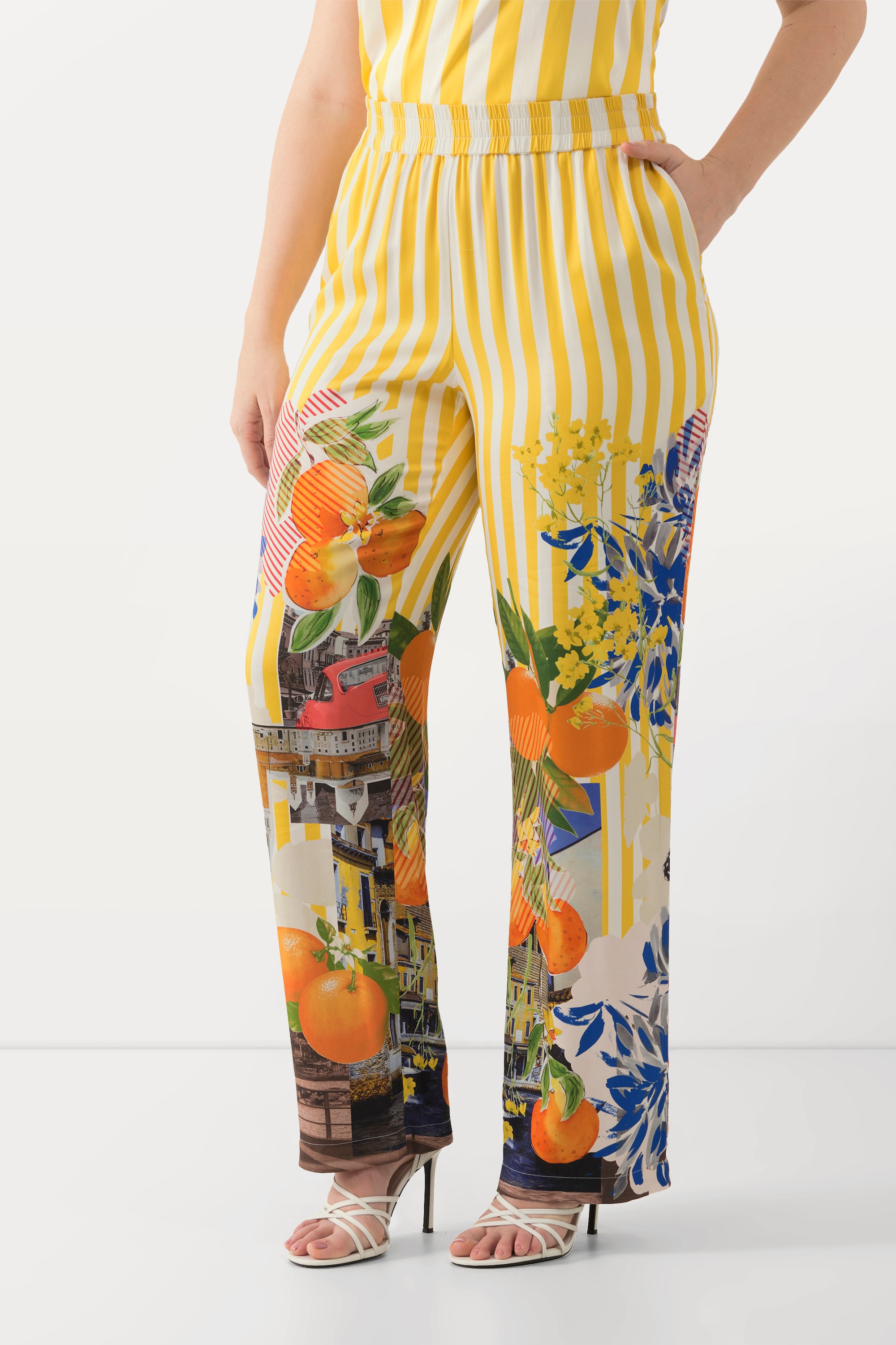 Pantalon à rayures et motif oranges, ULLA POPKEN